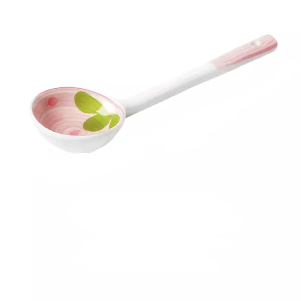 Teaspoon Ceramic Cute Dessert Spoon Kitchenware Large Soup Spoon Long Handle Round Bowl Tableware