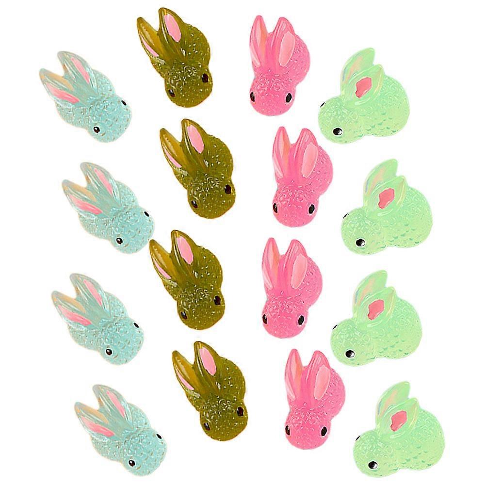 20stk gløder i mørket harpiks kanin figurer mini kanin ornamenter til DIY mikro have landskab indretning søde dyrefigurer til hjem og bil