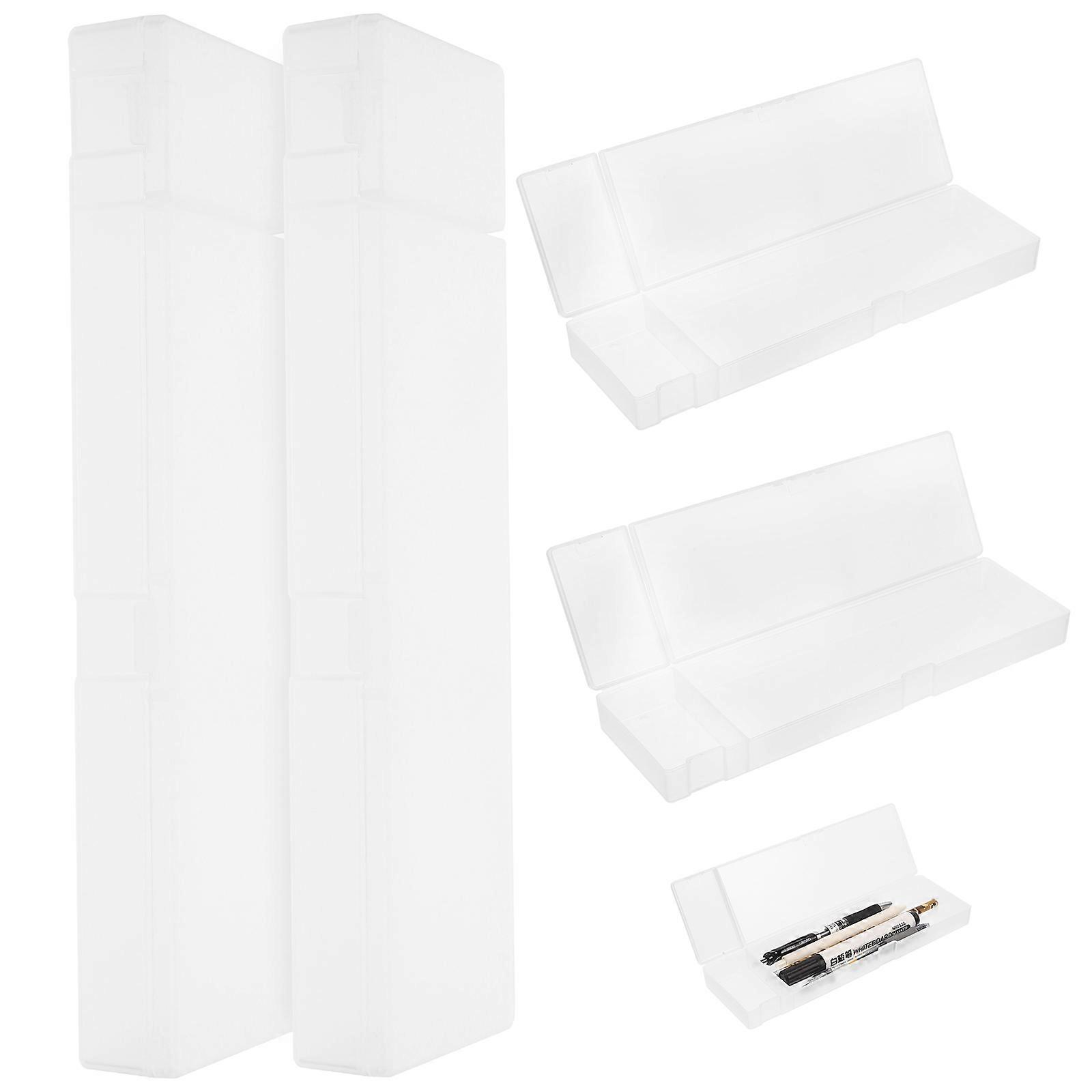 Transparent Student Pencil Case Rectangular Shape Pencil Containers Home Organization 4Pcs