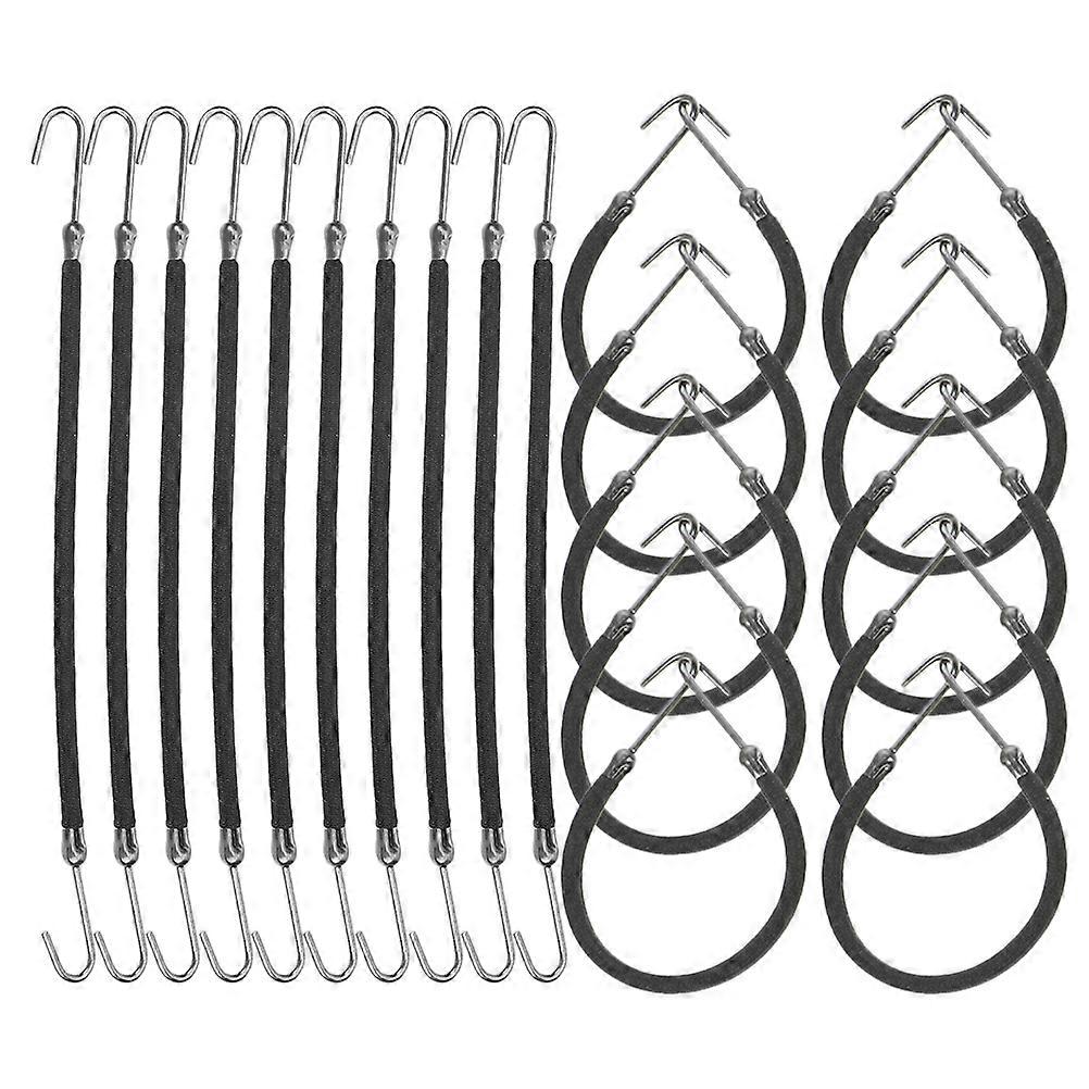Adjustable Hair Bungee Ties With Hooks For Women Secure Ponytails And Create Buns Iron Polyester Rubber Material 13.00X0.80X0.30CM 20Set