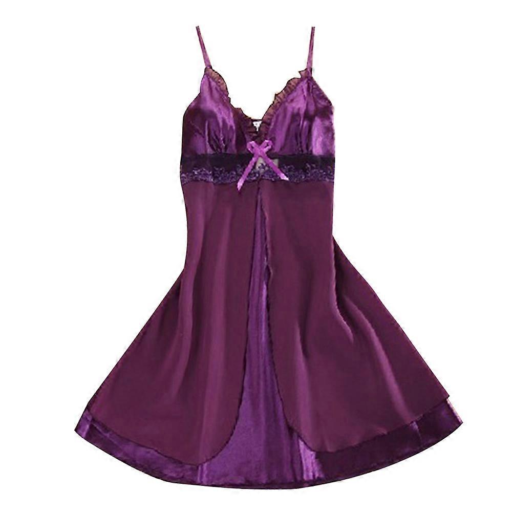 Sleepwear Silk Chiffon Nightgown Purple Design Breathable Durable 1Pack