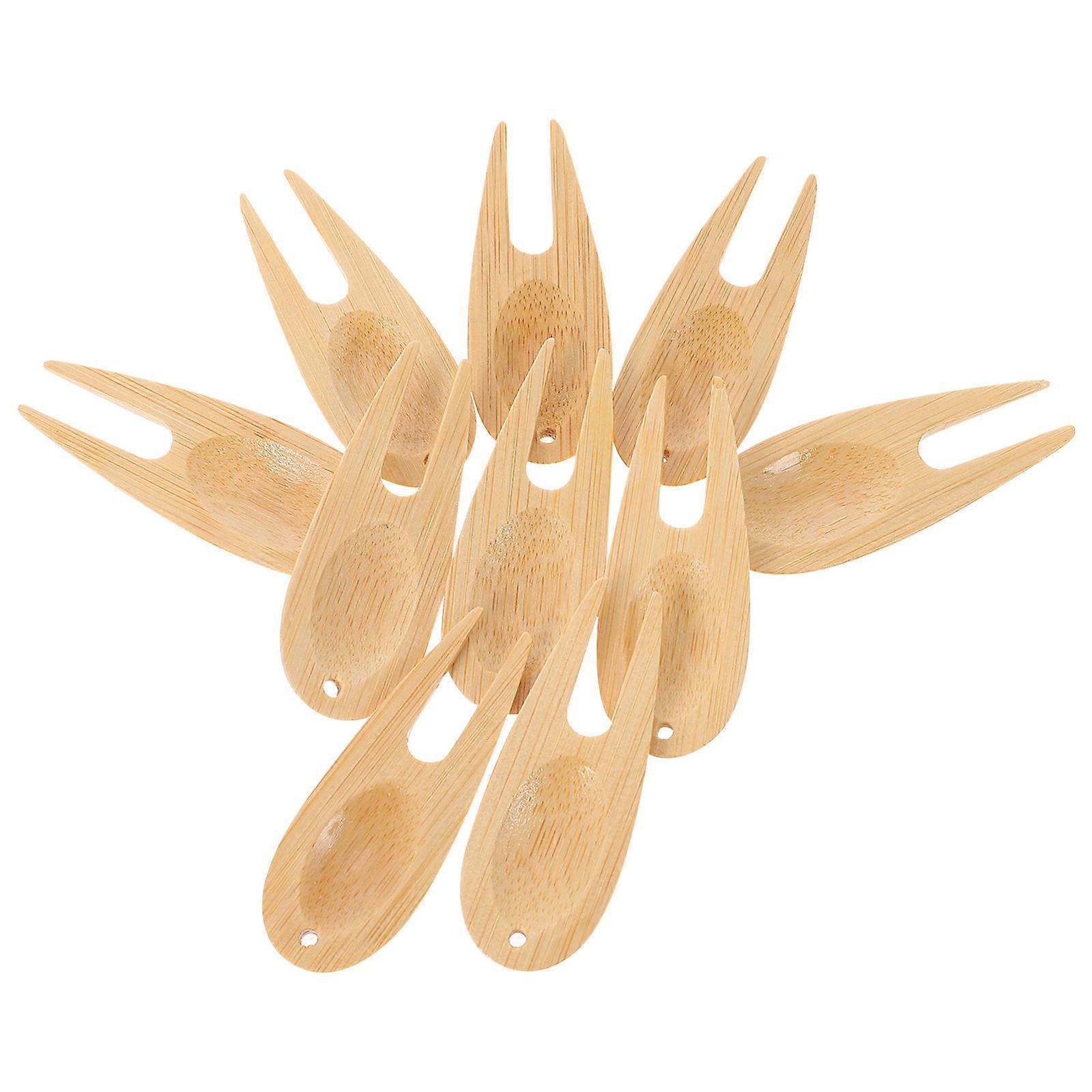 Bamboo Golfs Divot Tool Course Maintenance Husband Light Brown 10Pcs