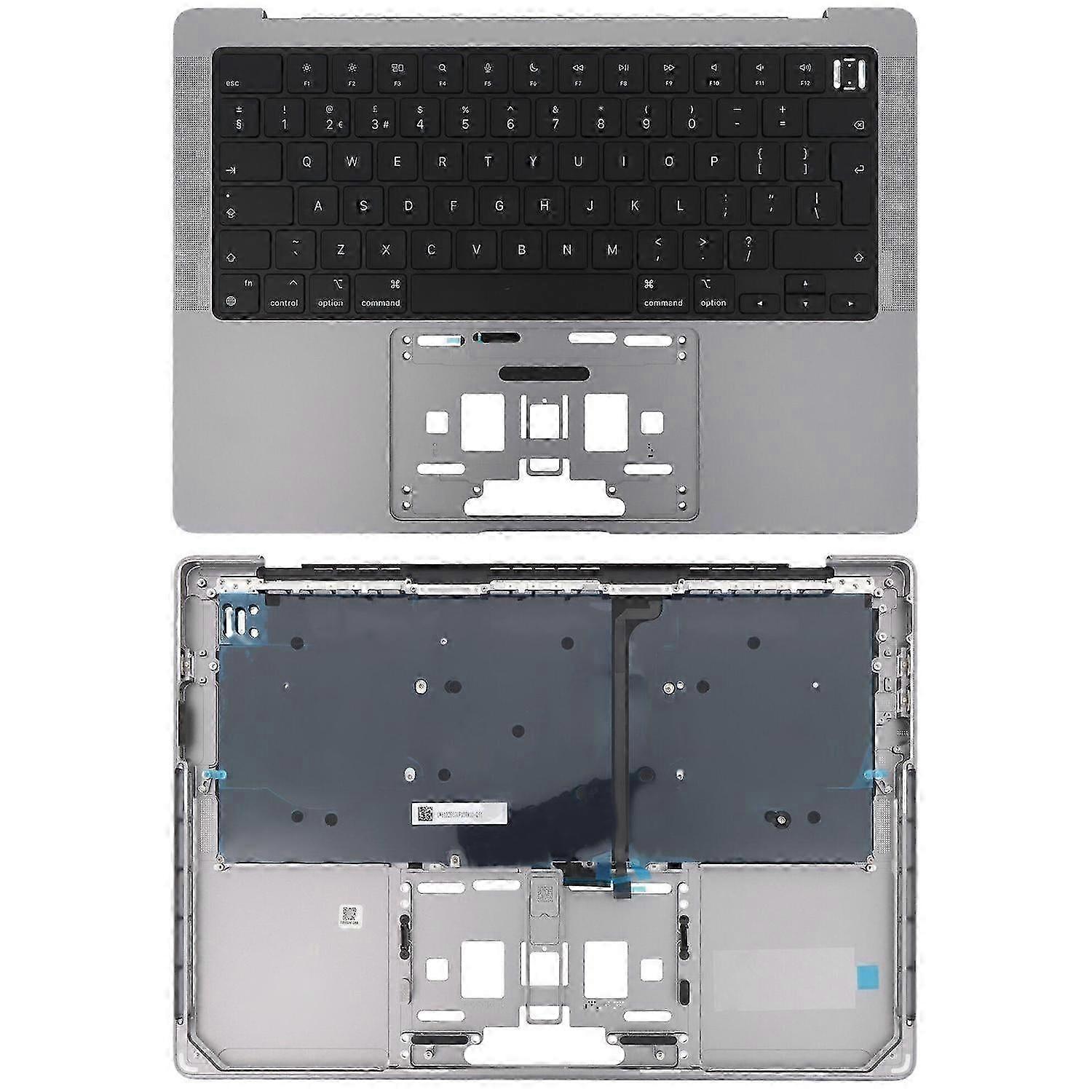 (Cinza) Para Macbook Pro 14 polegadas 2021 A2442 / 2023 A2779 Big Enter Version Teclado do Reino Unido com C Shell
