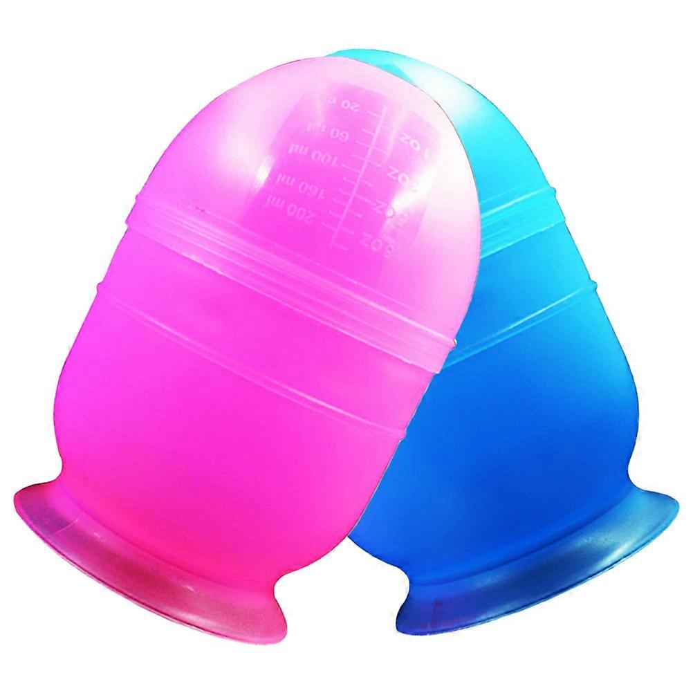 Hair Dyeing Shaker Bowls For Salon Use Blue Round Shape With Measuring Function 2Pcs