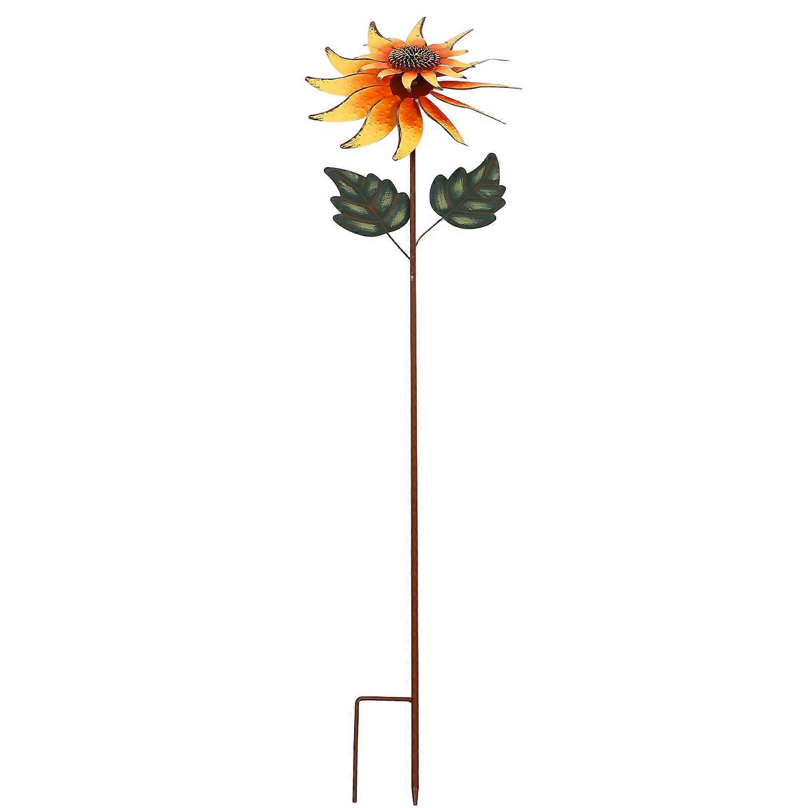 Rotating Sunflower Windmill Garden Stake Decor Craft Pathway Stake Garden Ornament 114.50X32.00X4.00CM 1Pcs