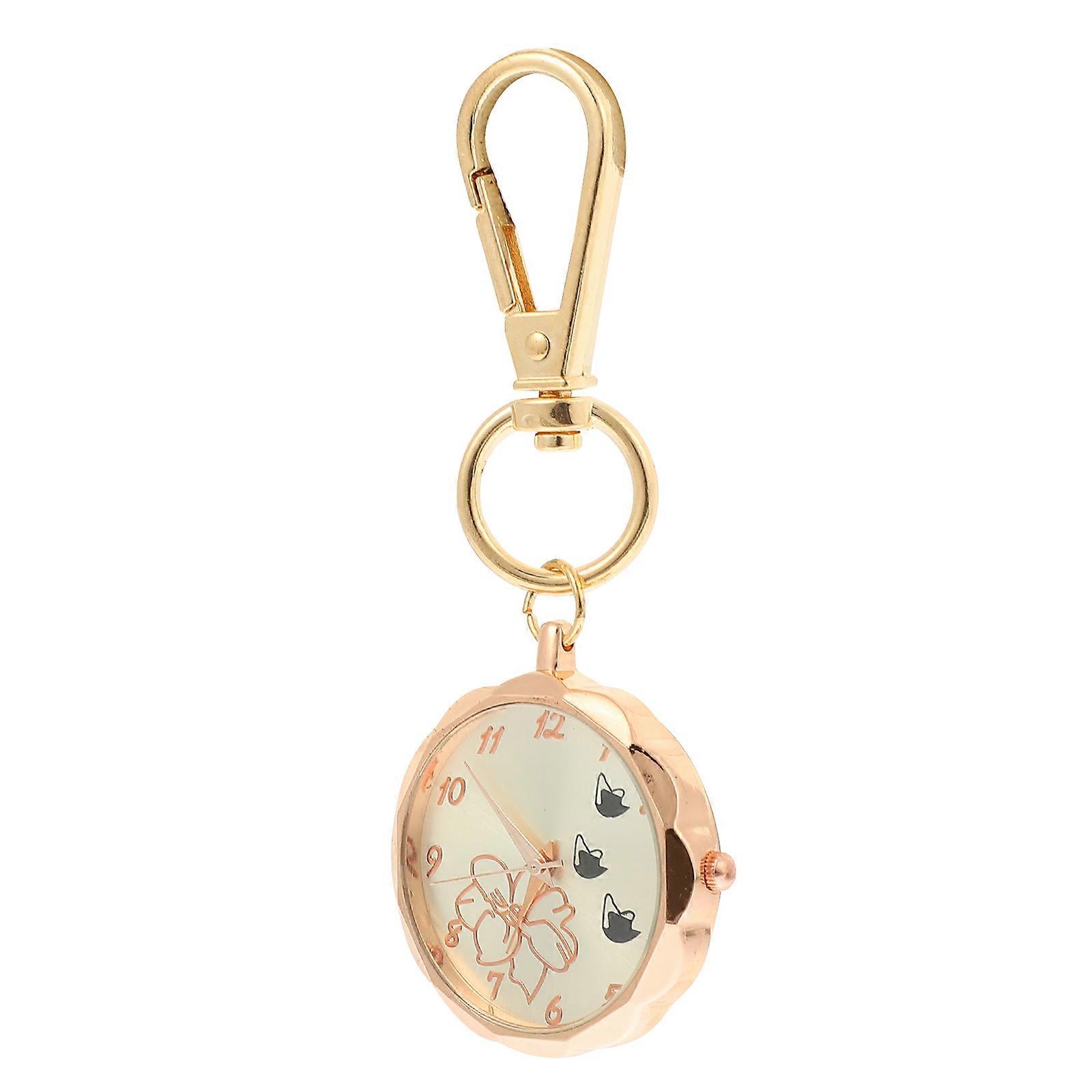 Stylish Rose Clip Keychain Watch for Nurses – Portable Hanging Design with Accurate Timekeeping for Medical Professionals