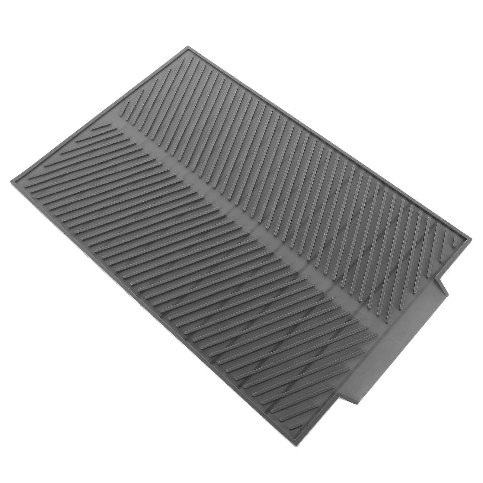 Non Slip Silicone Sink Mat for Dishes & Glassware, Compact Grey Kitchen Protector Mat for Countertop and Under Sink Use