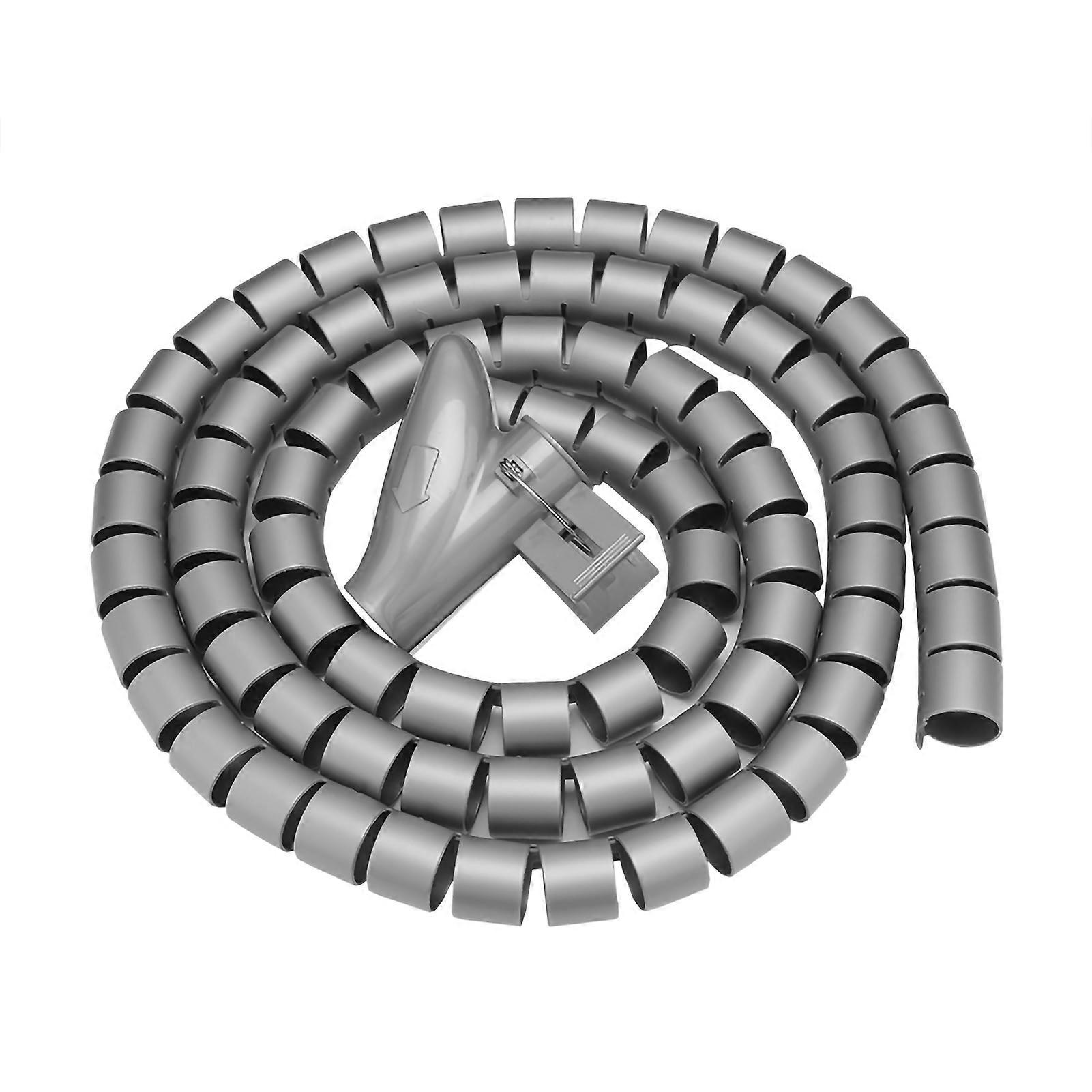 Organiseur de câbles flexible en spirale, enrouleur de câbles, protection de cordon, rangement de câbles, argent, 1,5 m x 22 mm