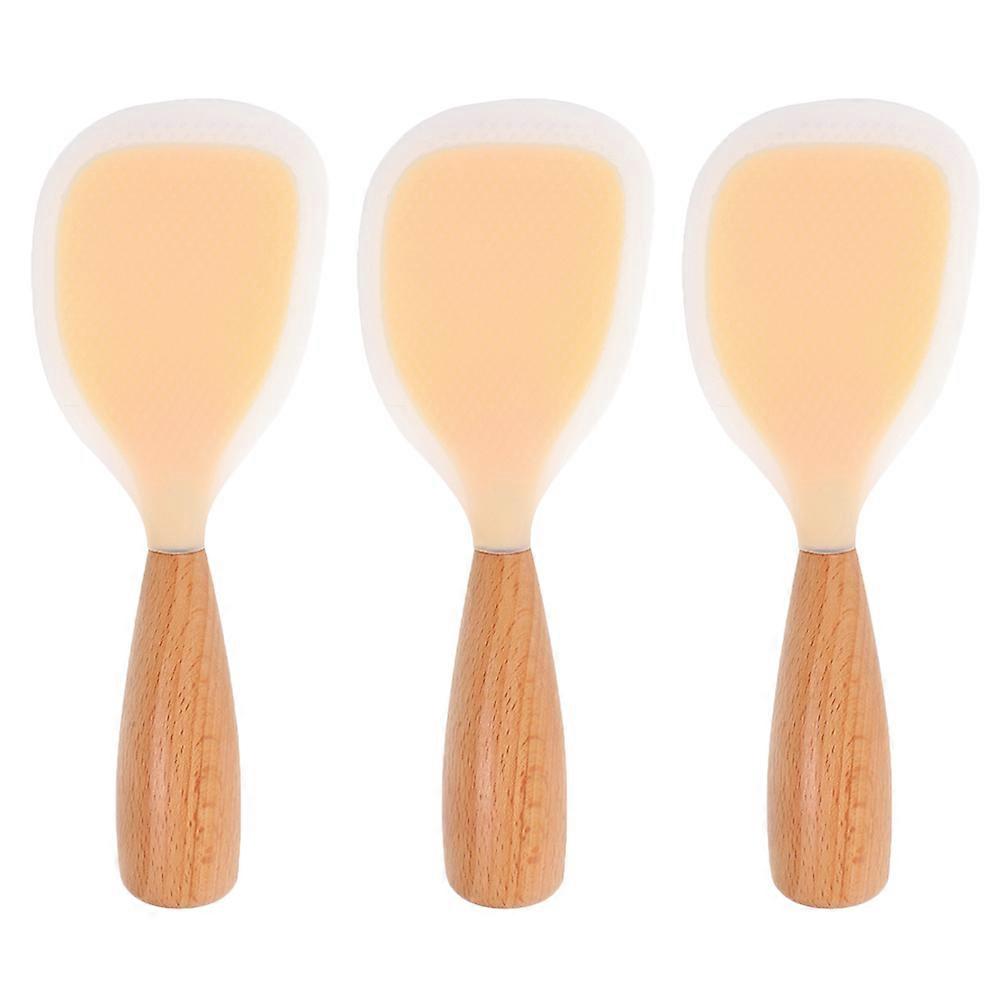 Easy to Clean Rice Scooper Multi Color With Wood Handle For Cooking 3Pcs