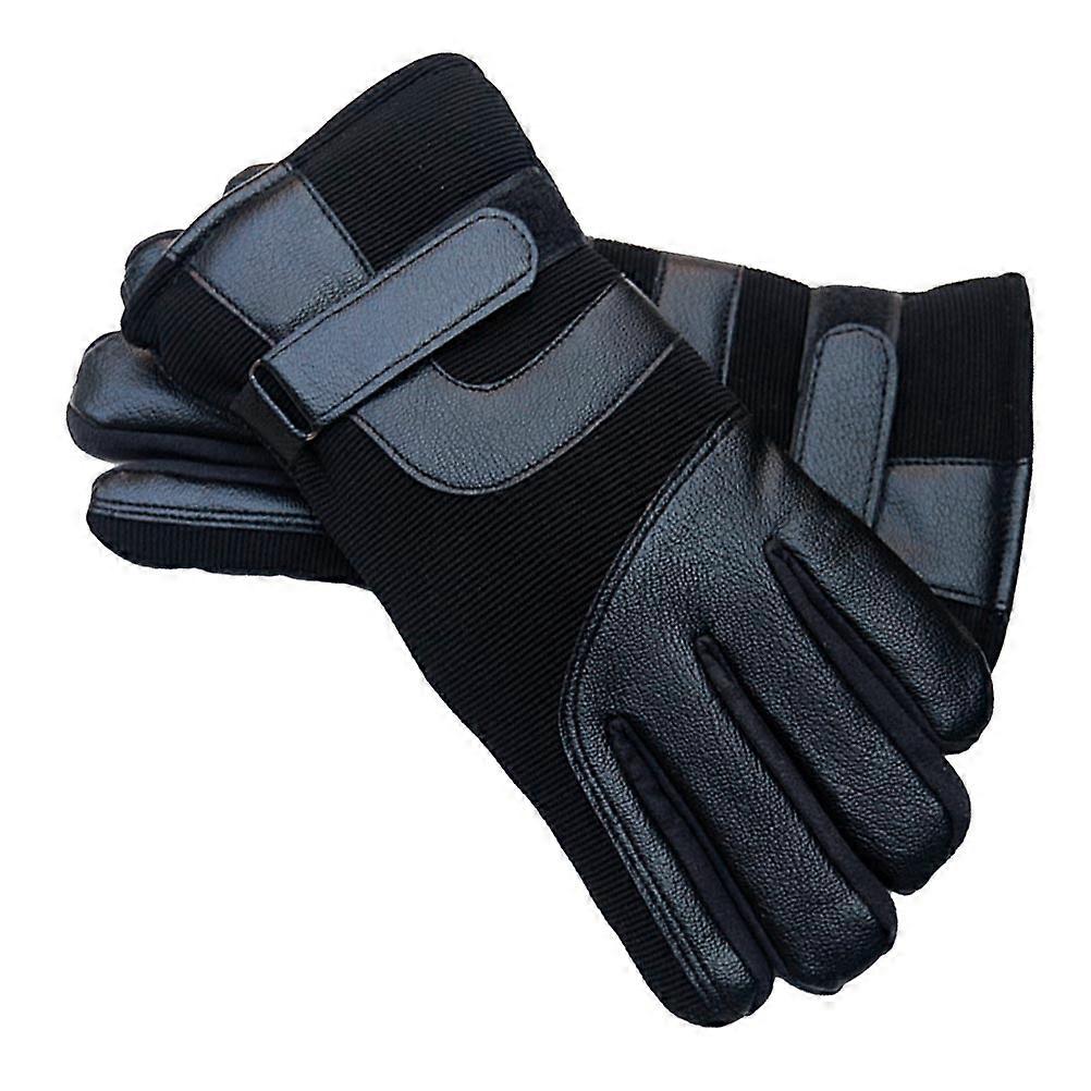 Winter Warm Gloves For Men Touch Screen Windproof Anti Slip Keep Warm Leather Plush 2Set