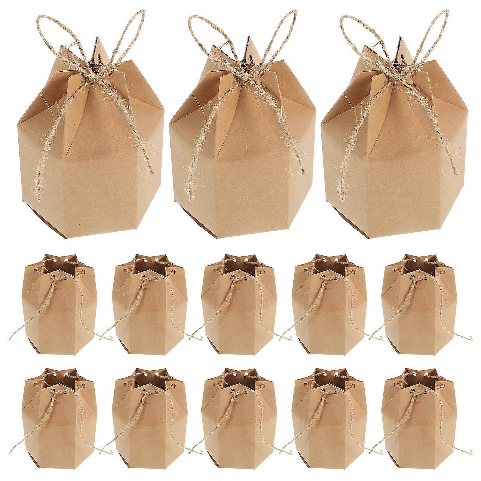 Small Candy Boxes For Wedding Hexagon Shape Elegant Design Khaki 50Pcs