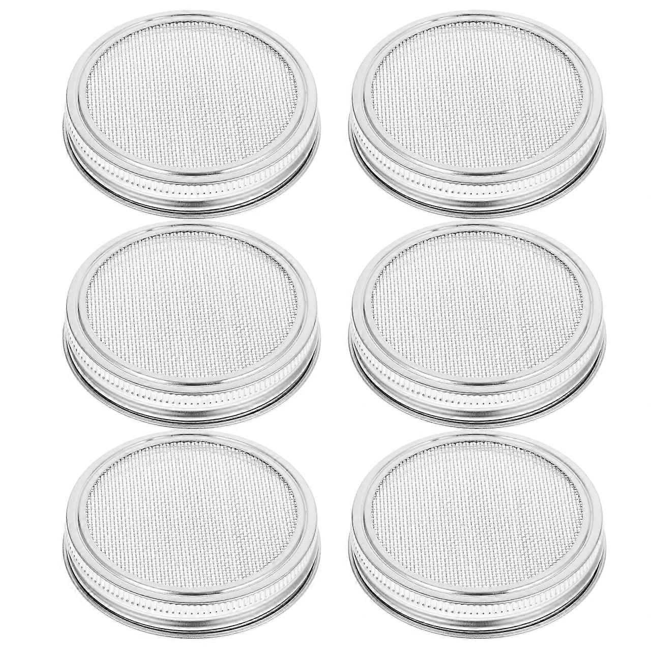 Stainless Steel Sprout Jar Lids Set Of 6, 86 mm Strainer For Seed Sprouting Screen In Wide Mouth Jars