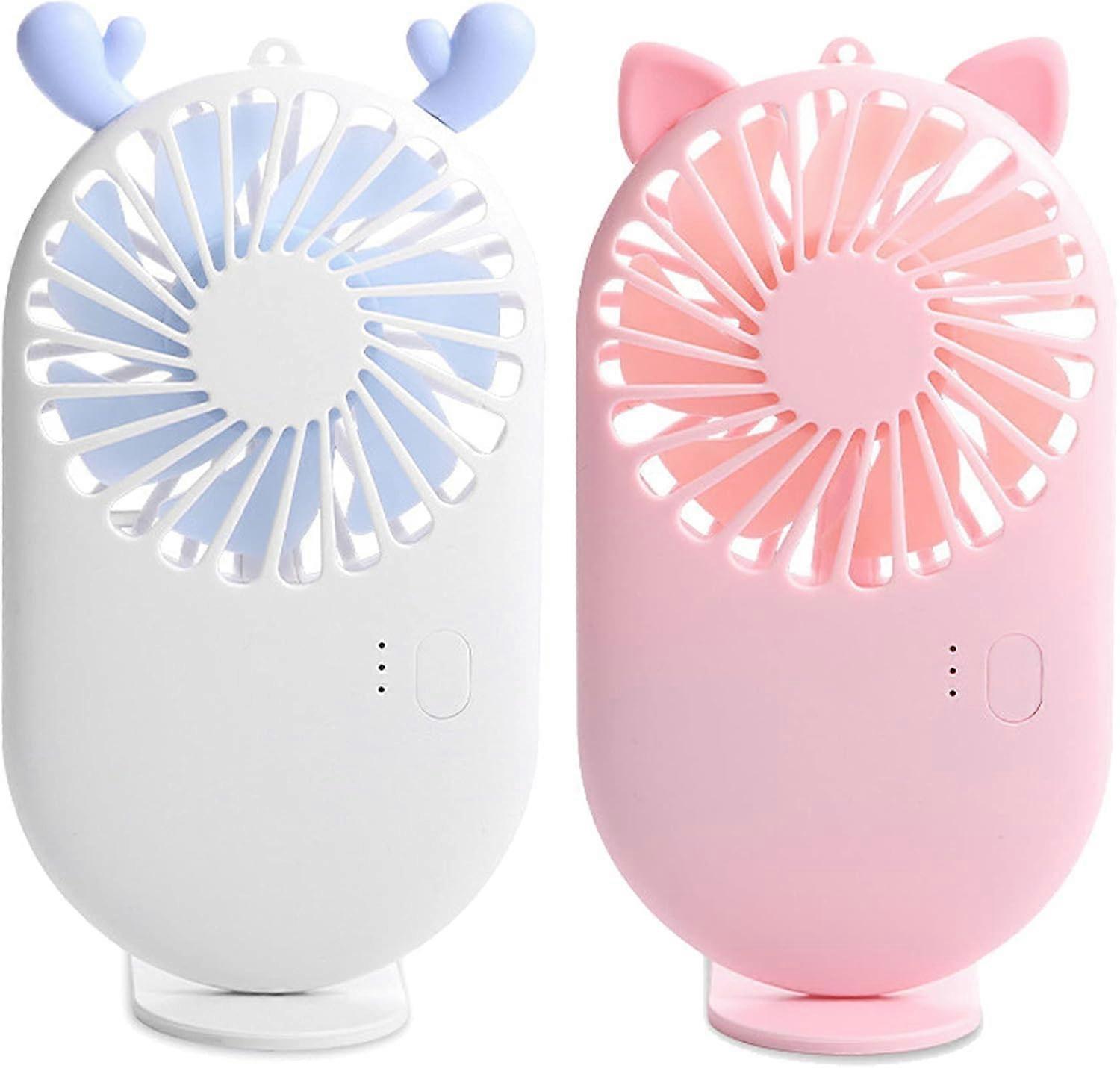 2pcs mini h  held fan with adjustable speed    USB charging