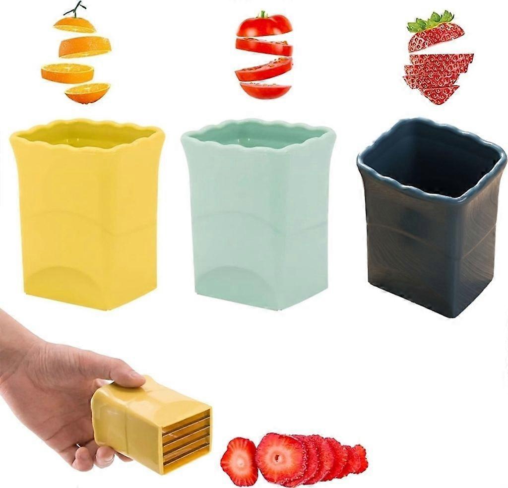 Fruit cutter, multi-function grater, fruit grater, cup cutter, strawberry cutter, egg banana cutter, mini slicer, kitchen utensils (yellow)