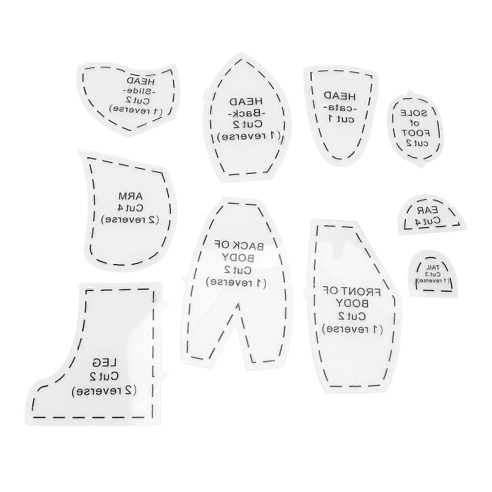 Memory Bear Template Ruler 10 Pieces Acrylic Sewing Pattern Set for Cute Doll Making Large (15 inch)