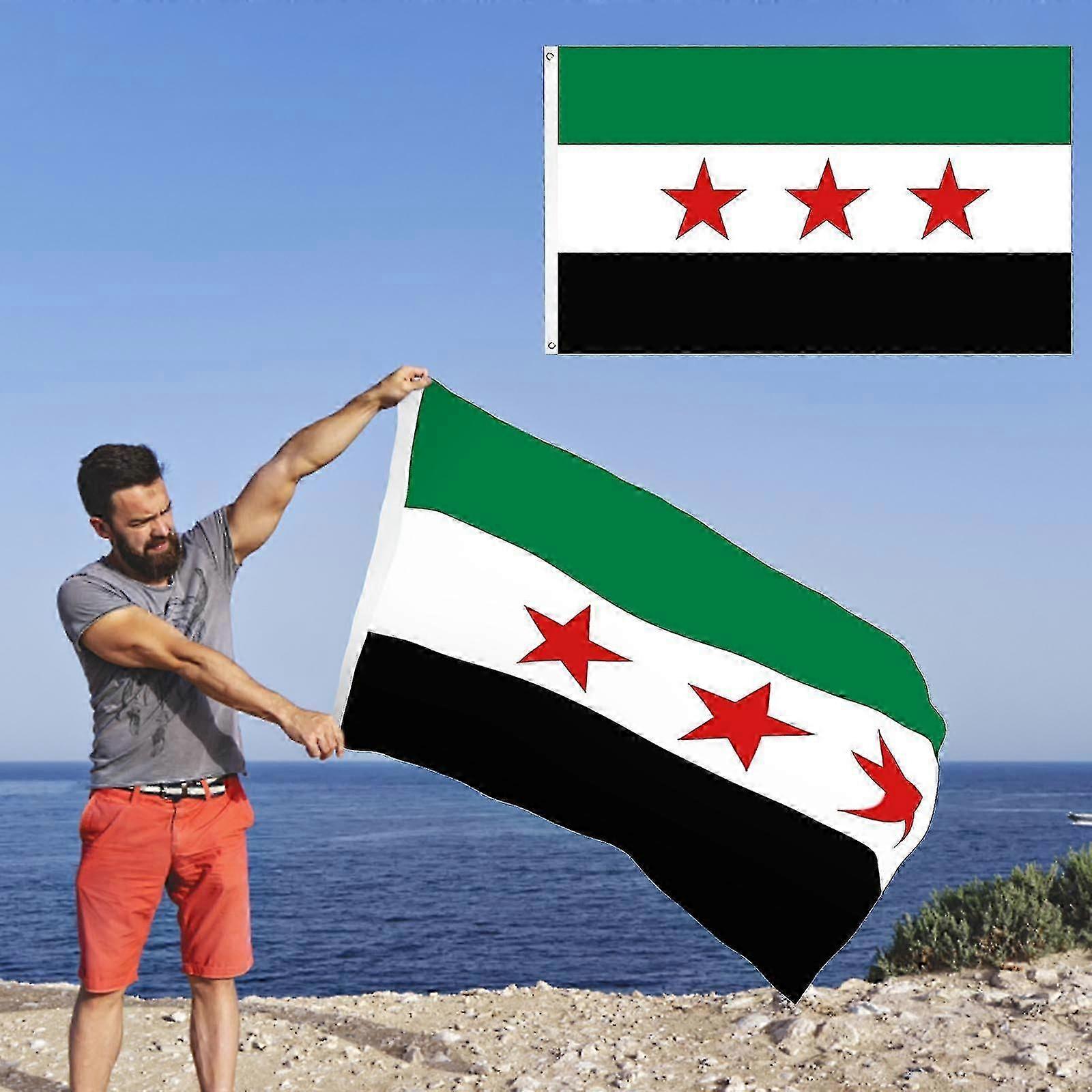 Syrian Flag 59*35IN Brass Grommets Strong Double Stitched