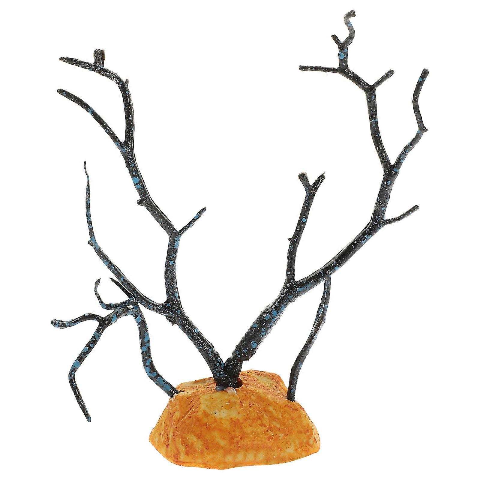Gecko Tank Accessory Reptile Tank Habitat Decor Simulation Design Black 5.5x4.5x14cm Aquarium Ornament 1Set