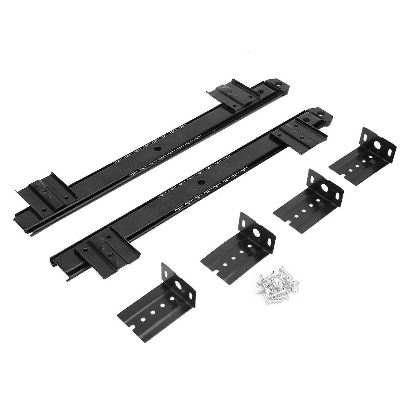 2Pcs Thickened Cold Rolled Steel Keyboard Slide Rail Bracket for Computer Desk, Durable Black Sliding Mechanism Accessories