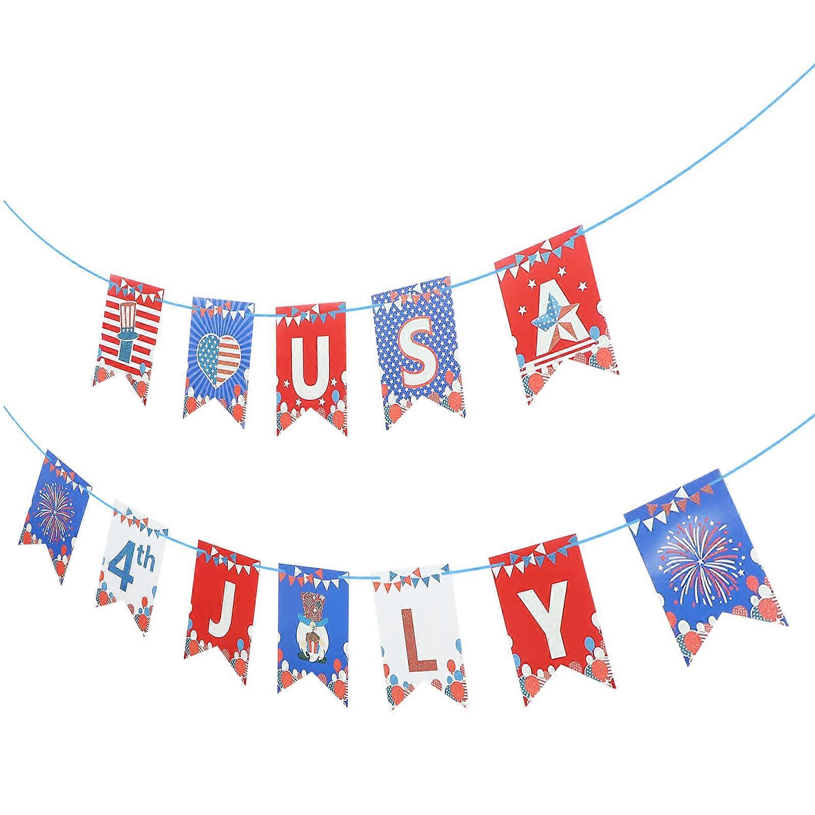 Decorations Fourth Of July Banner Photo Background Props Multi Color 18x13cm Hanging Style 1 Set