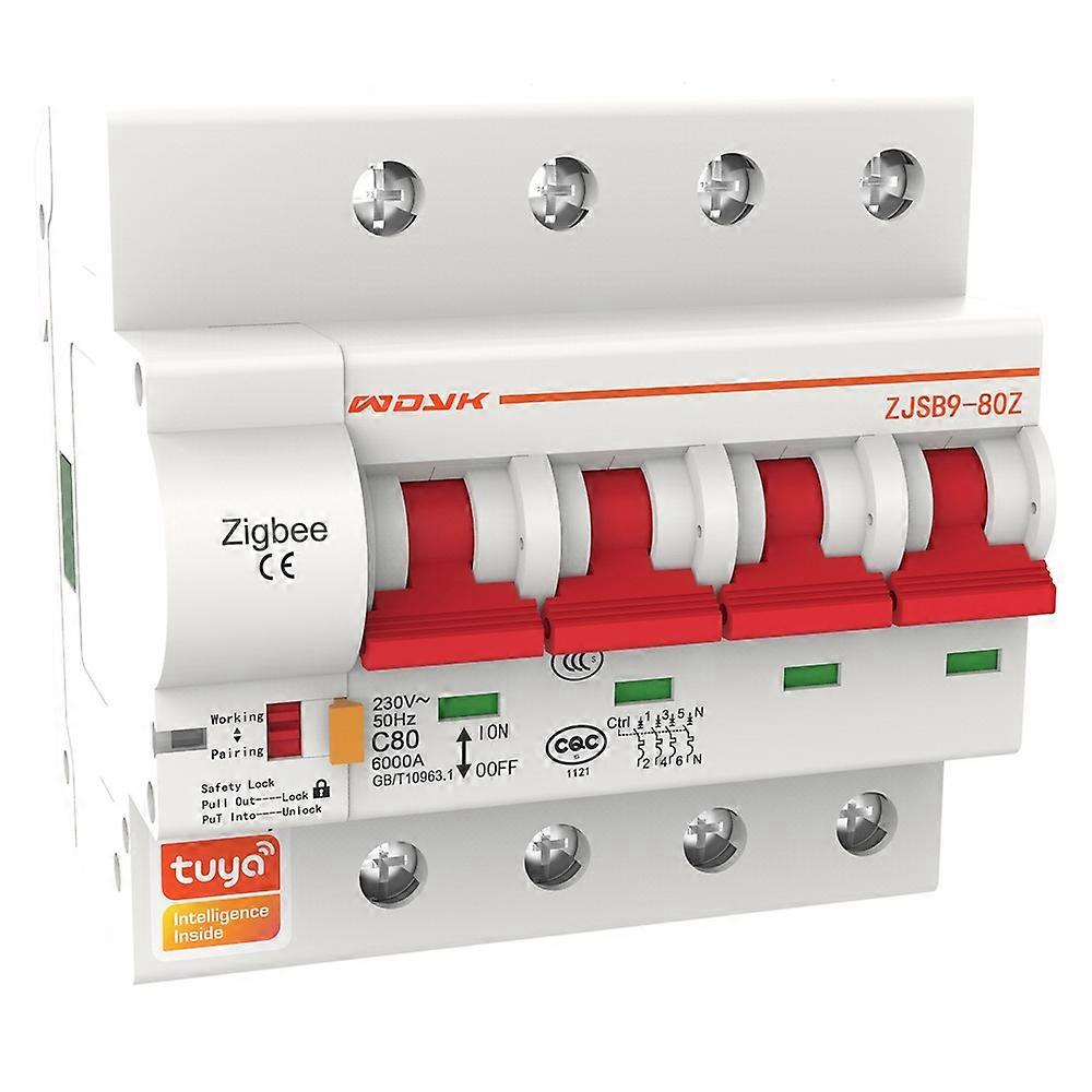 4P Tuya Zigbee Smart Circuit Breaker Remote Control Automatic Switch Overload Short Circuit Protecti