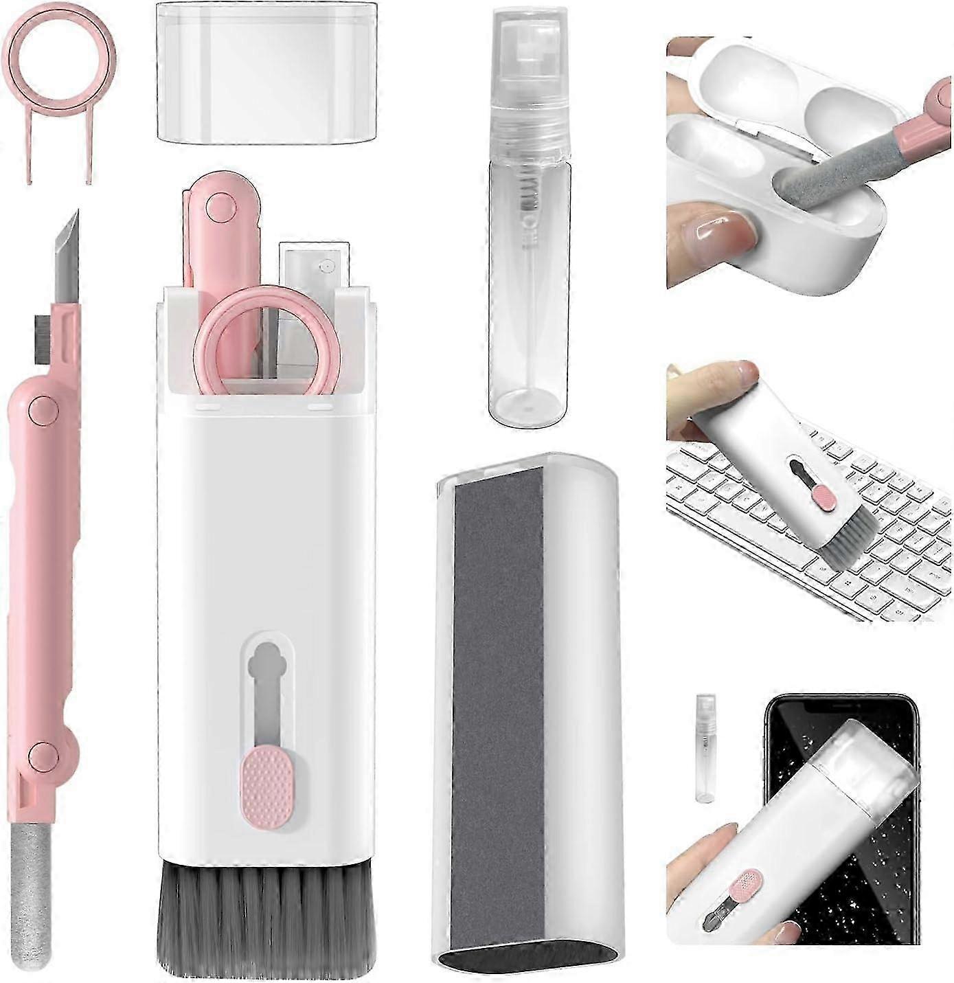 Electronics Cleaning Kit for Laptops and Phones, Keyboard Cleaning Tool with Brush and Pen (Pink)