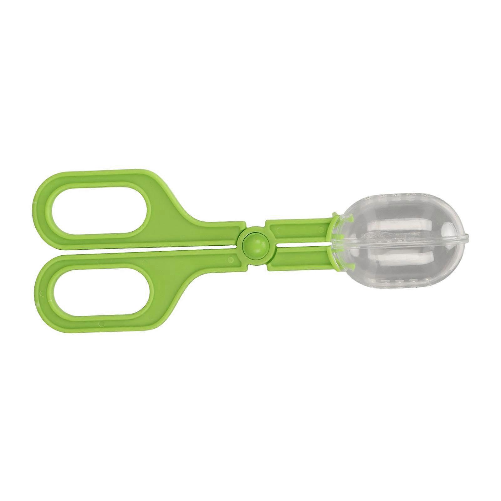 Reptile Feeding Clamp Reptile Feeding and Cleaning Tool Reptile Poop Scoop with Vents for Tortoise Lizard Frog Spider Green