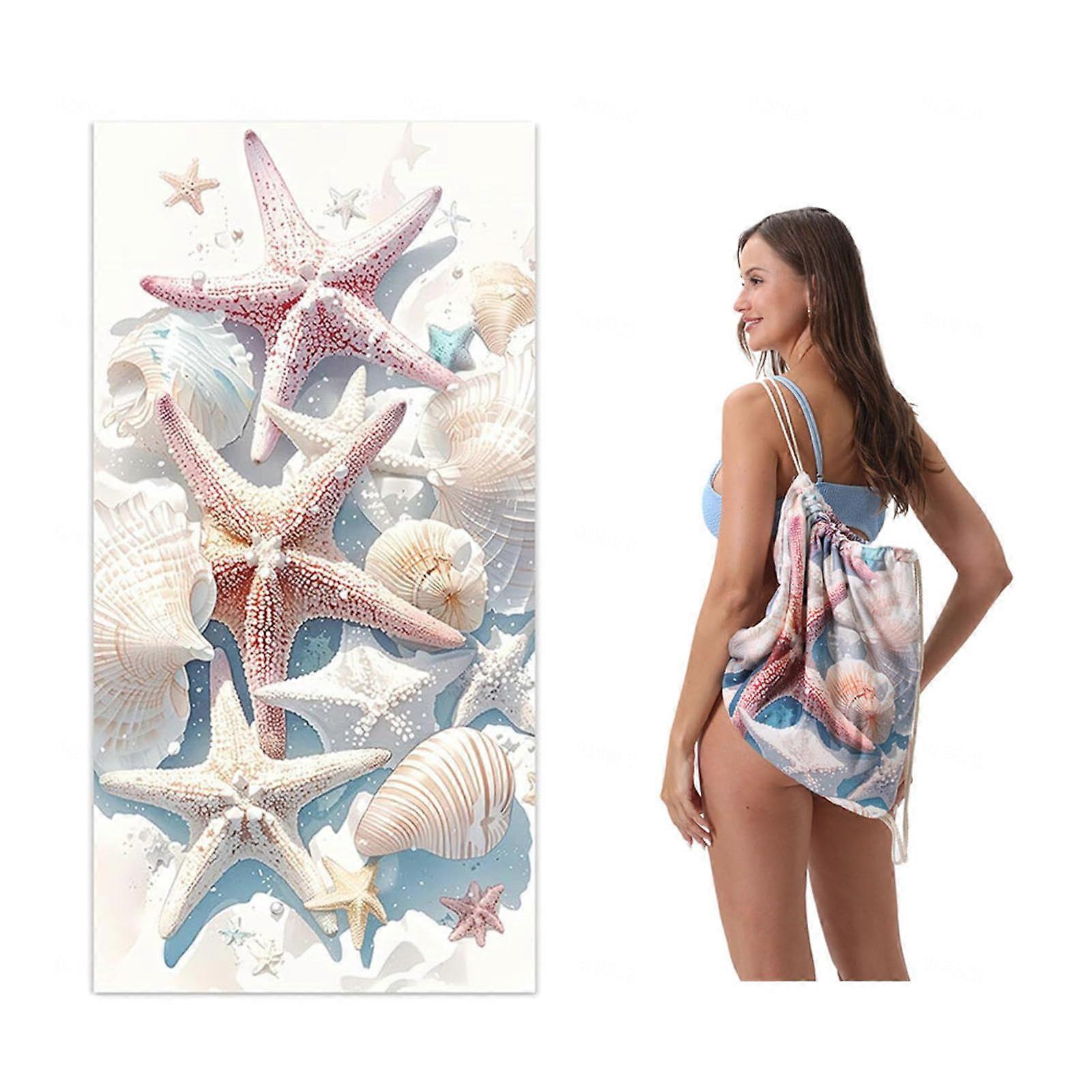 2 in 1 Beach Towel Storage Bag Quick-Drying Lightweight Towel for Adults and Kids 32 x 63 Inches C