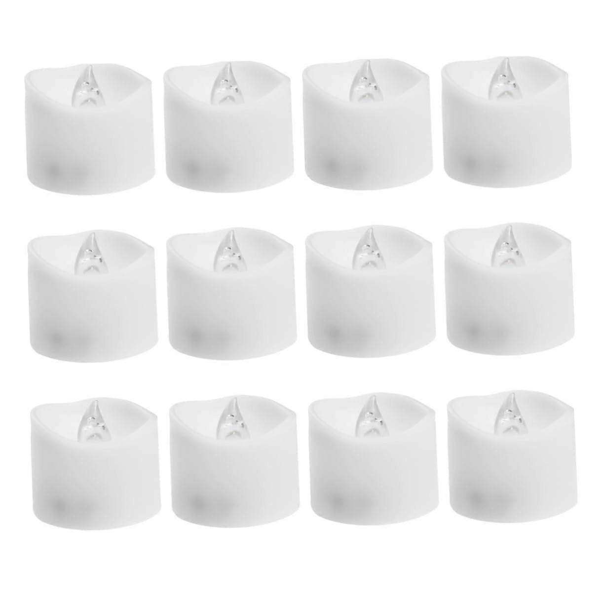 Pack of 12 Battery Operated Yellow Flashing Tea Lights for Safe Decoration, Realistic Simulation, Low Power Consumption