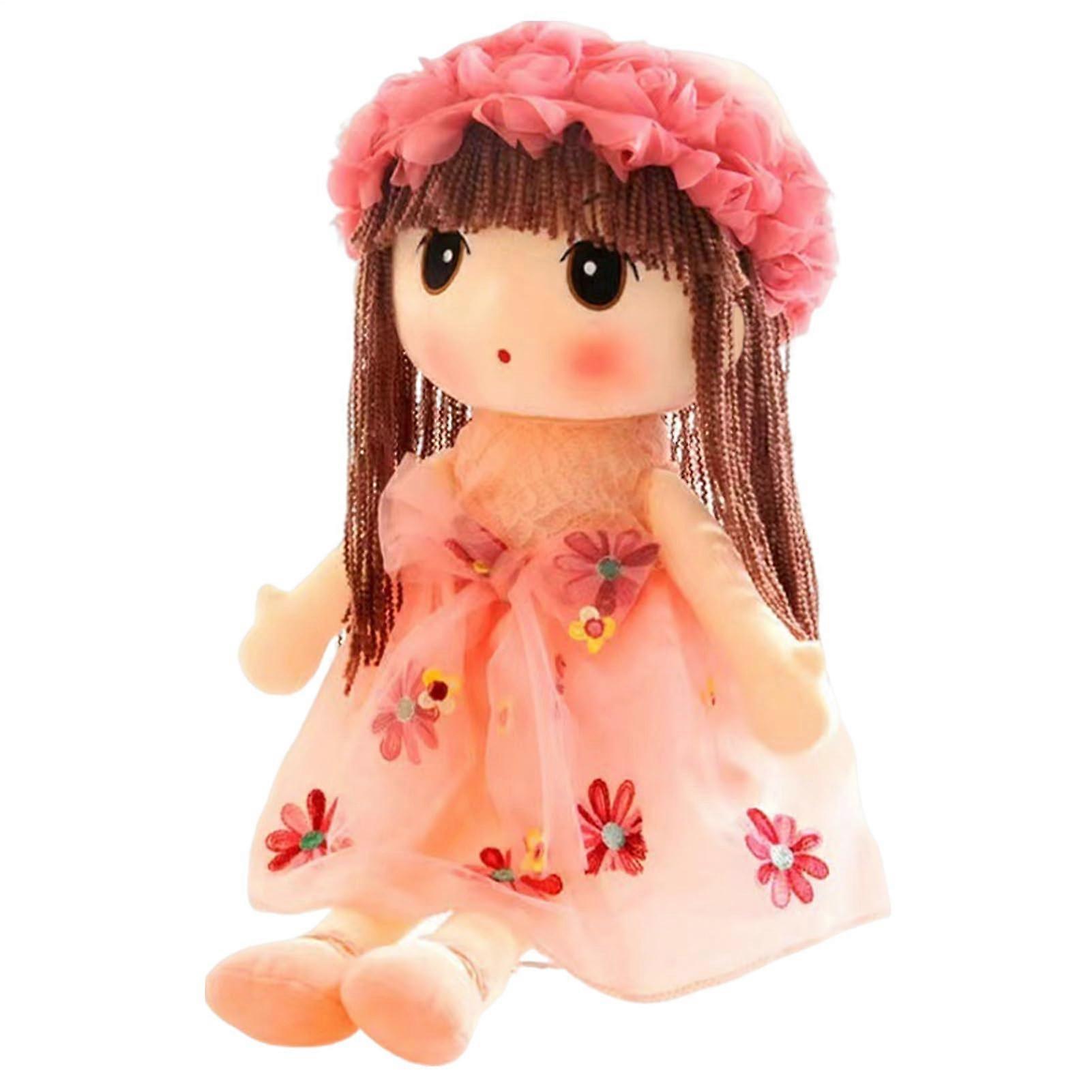 Plush Doll Girl Sweetheart Rag Doll Cyzy Cuddle Hand Sewn Cuddly Soft Hand Puppet with Hat Skirt with Clothes for Babies Ideal for