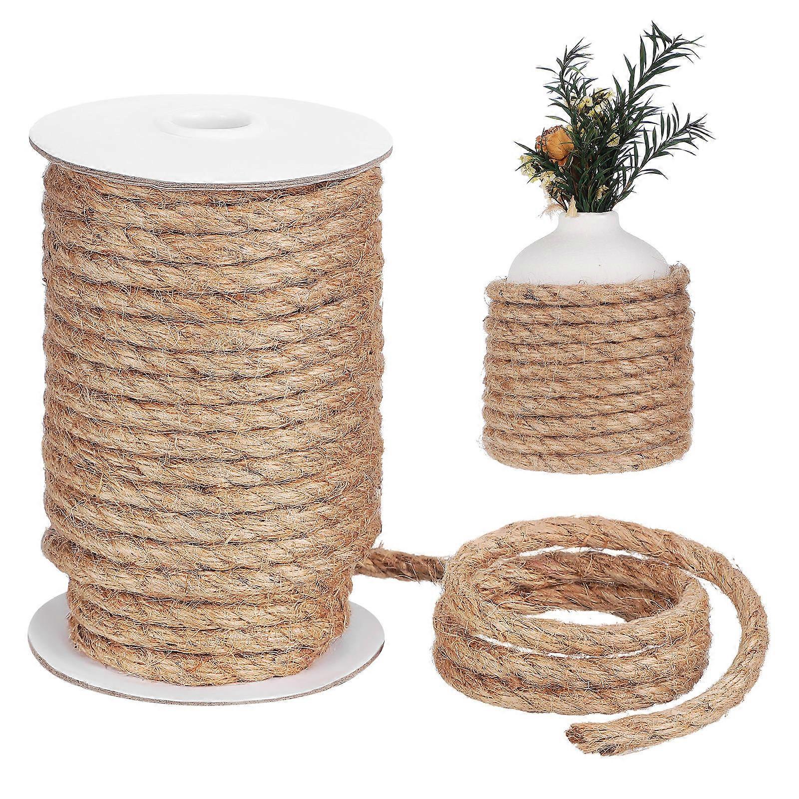1 Roll Jute Twine Jute Rope Diy Cat Scratching Post Rope Thick Rope Craft Twine For Wreaths Hanging Planters Rustic Decor 8mm 15m