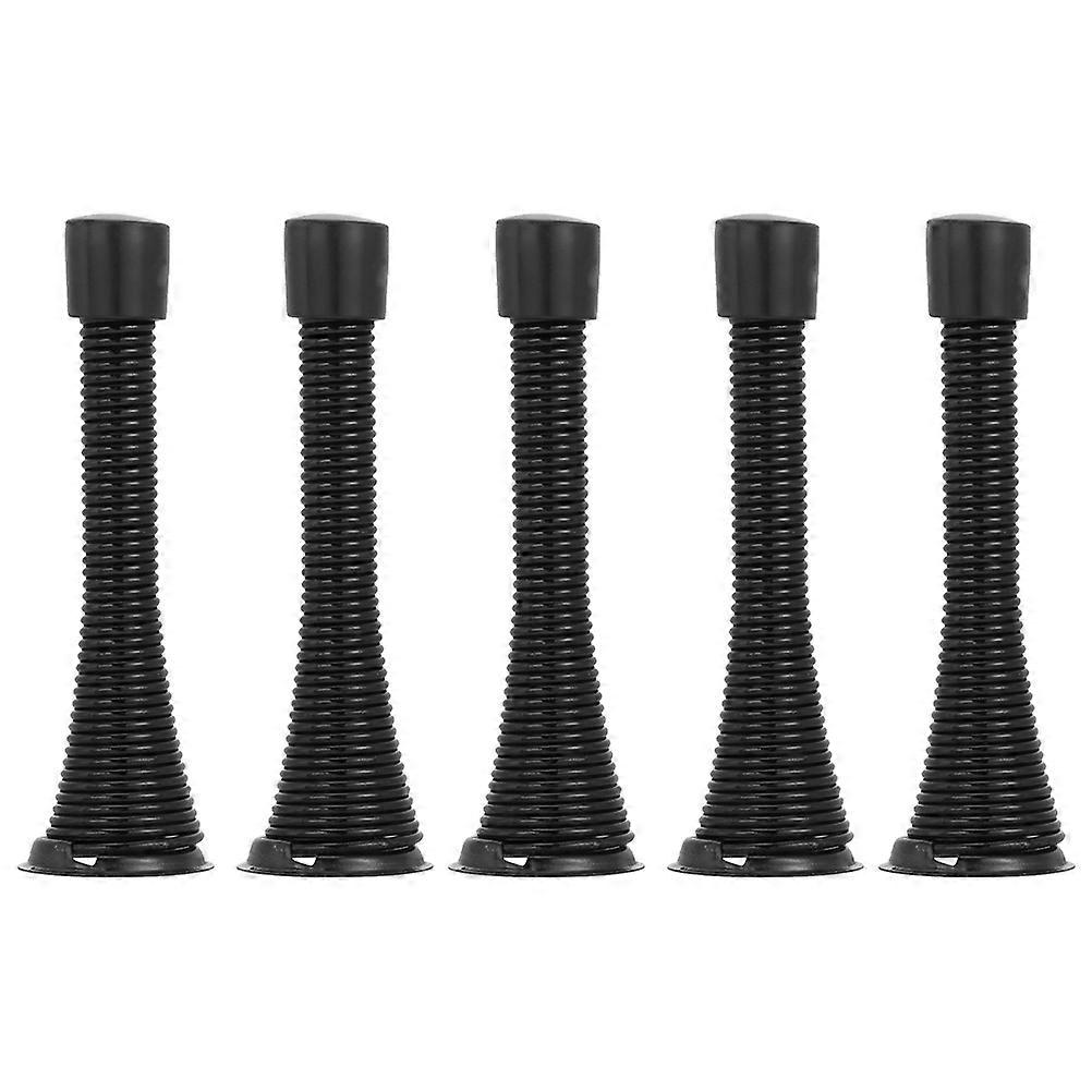 Spring Steel Door Stops with Plastic Set of 5 Wall Mount Black for Door Protection