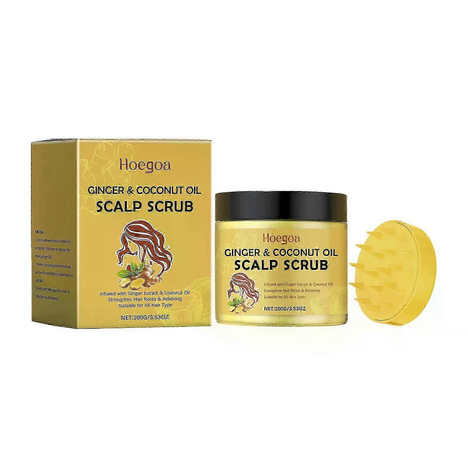 Scalp Scrub, Ginger Scalp Exfoliator, Coconut Oil Scalp Exfoliator Scrub Scalp Scrubber for Build Up, Hair Strengthen Hair Treatment Nourishing Hair C