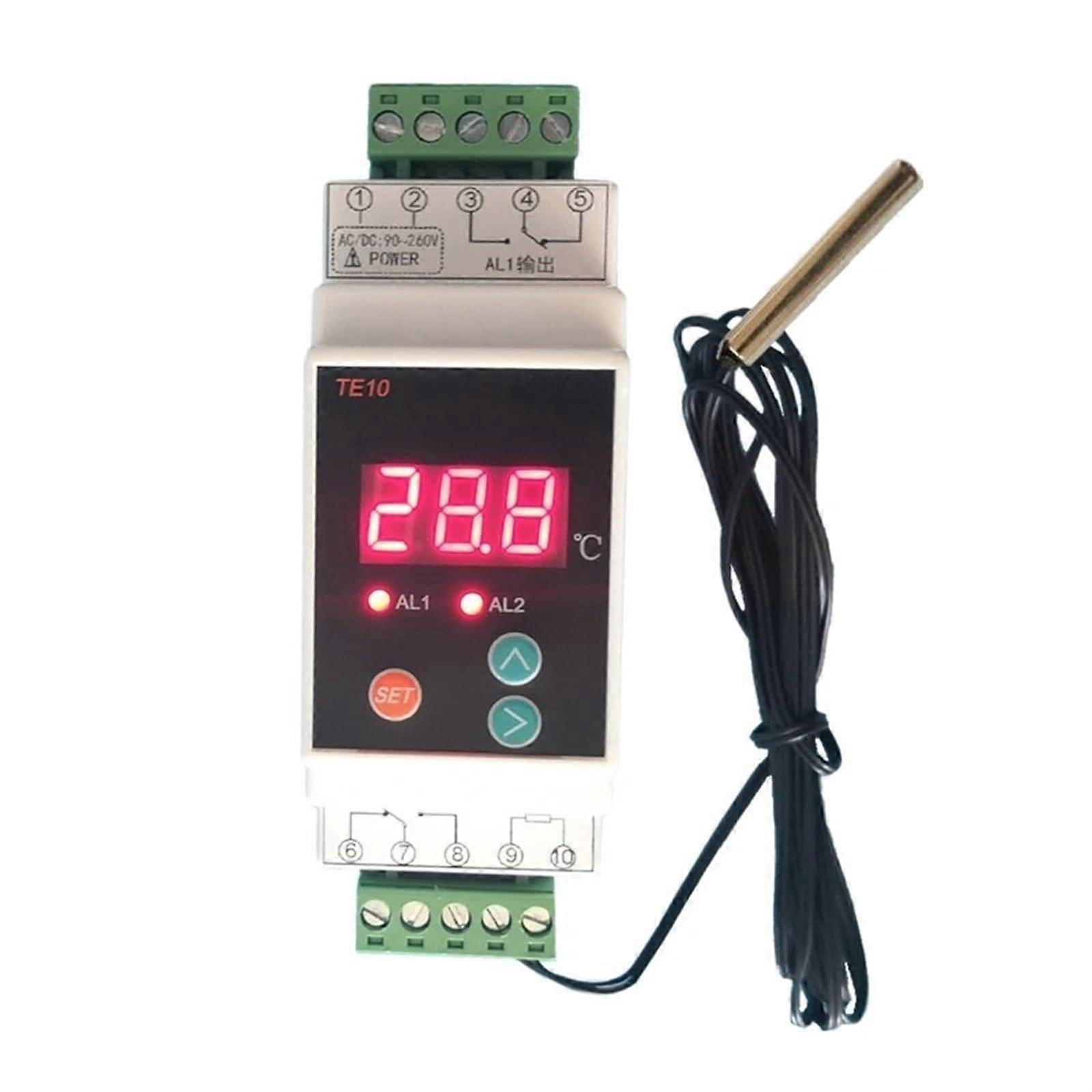 DIN rail thermostat with 40110℃, practical 2way output, temperature alarm controller output 7A/250VAC