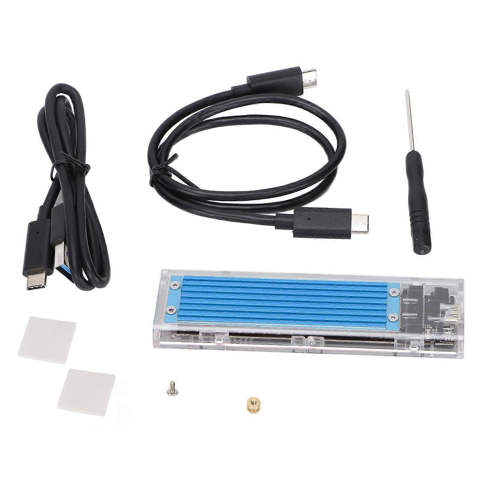 External Hard Drive Adapter 10Gbps Transparent NVME M.2 to Type C USB3.1 Gen2 Converter Case