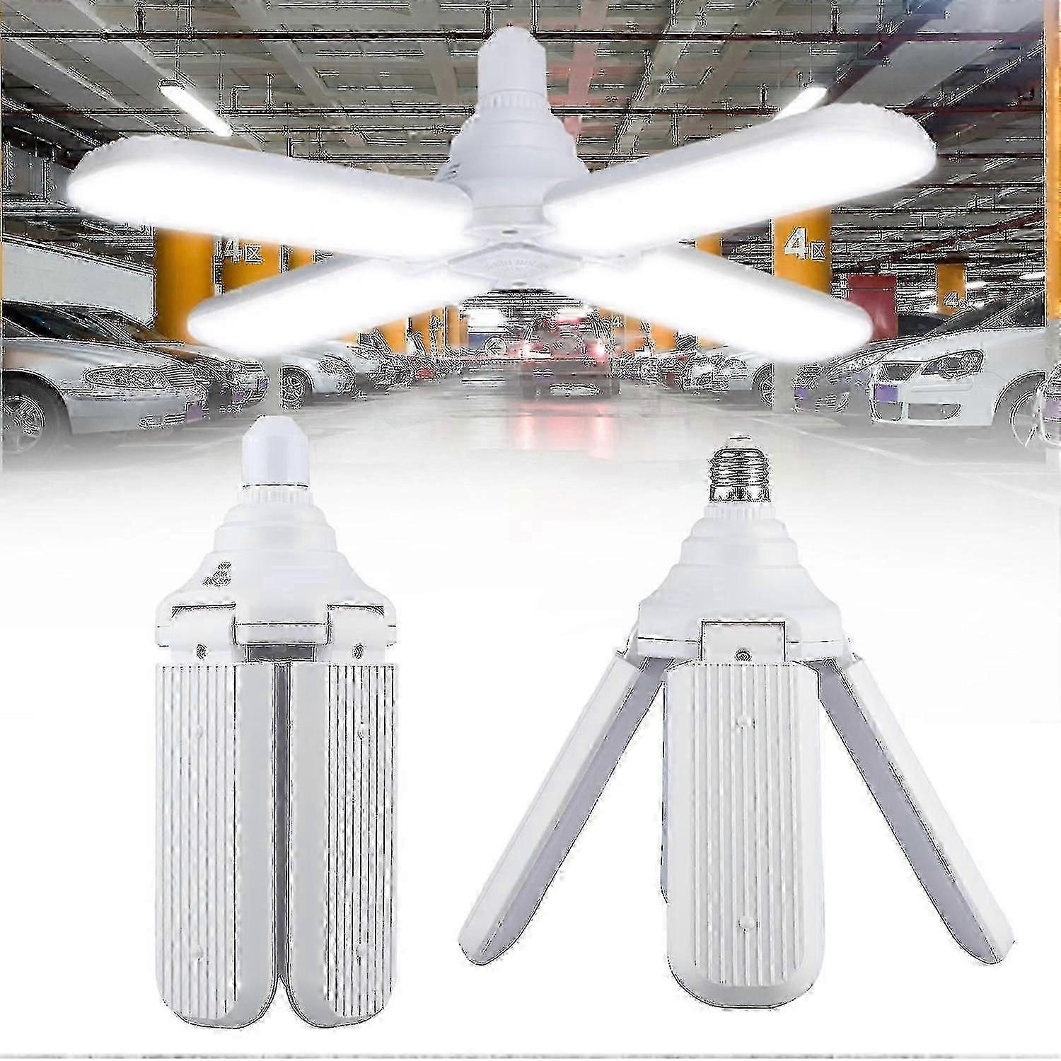 \u200b45W LED Garage Ceiling Light - Deformable 3-Panel Daylight Lighting for Workshop & Storage\u200b_CP