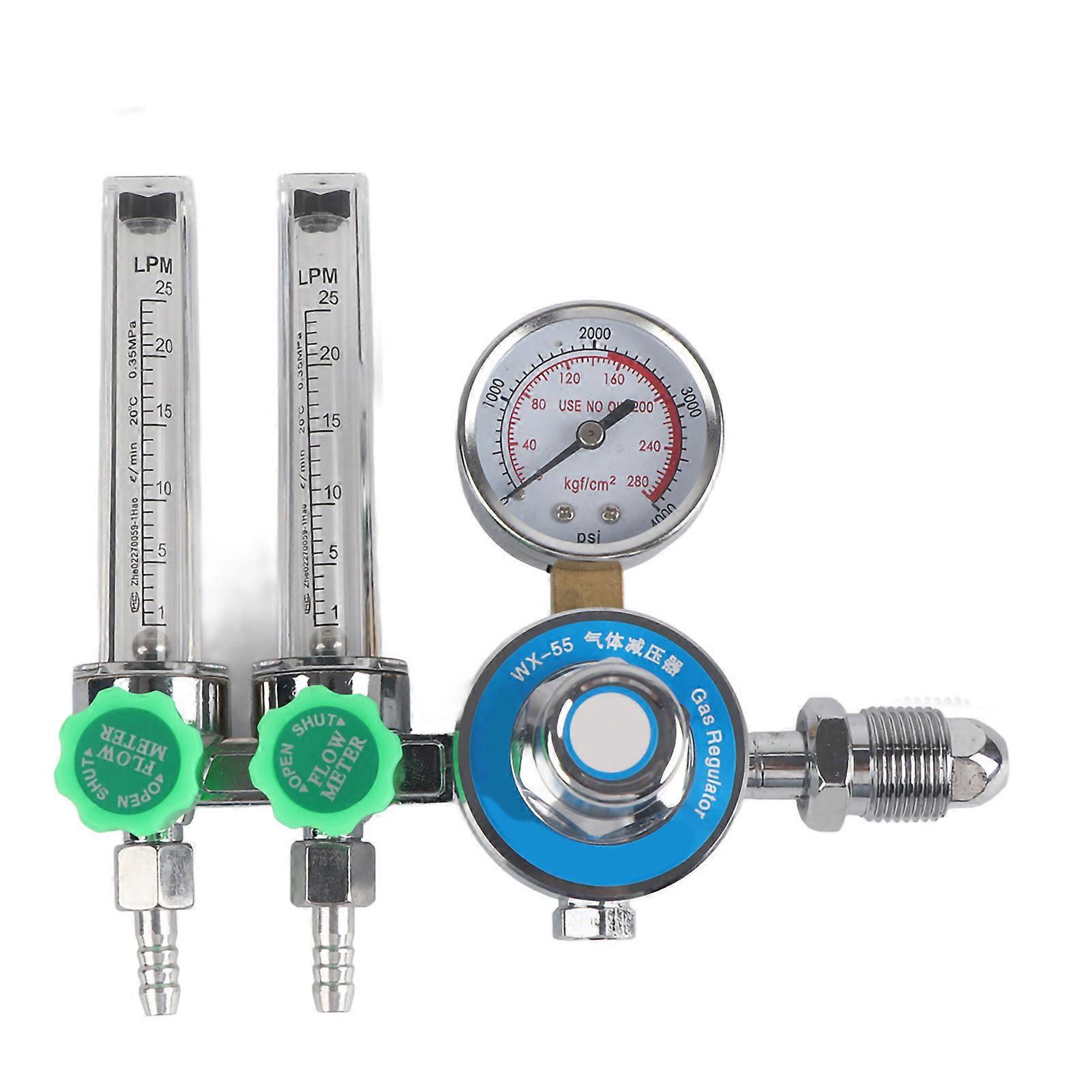 WX‑55X‑2L Argon Regulator Dual Tube Gas Flowmeter Pressure Reducer CGA540 Metric