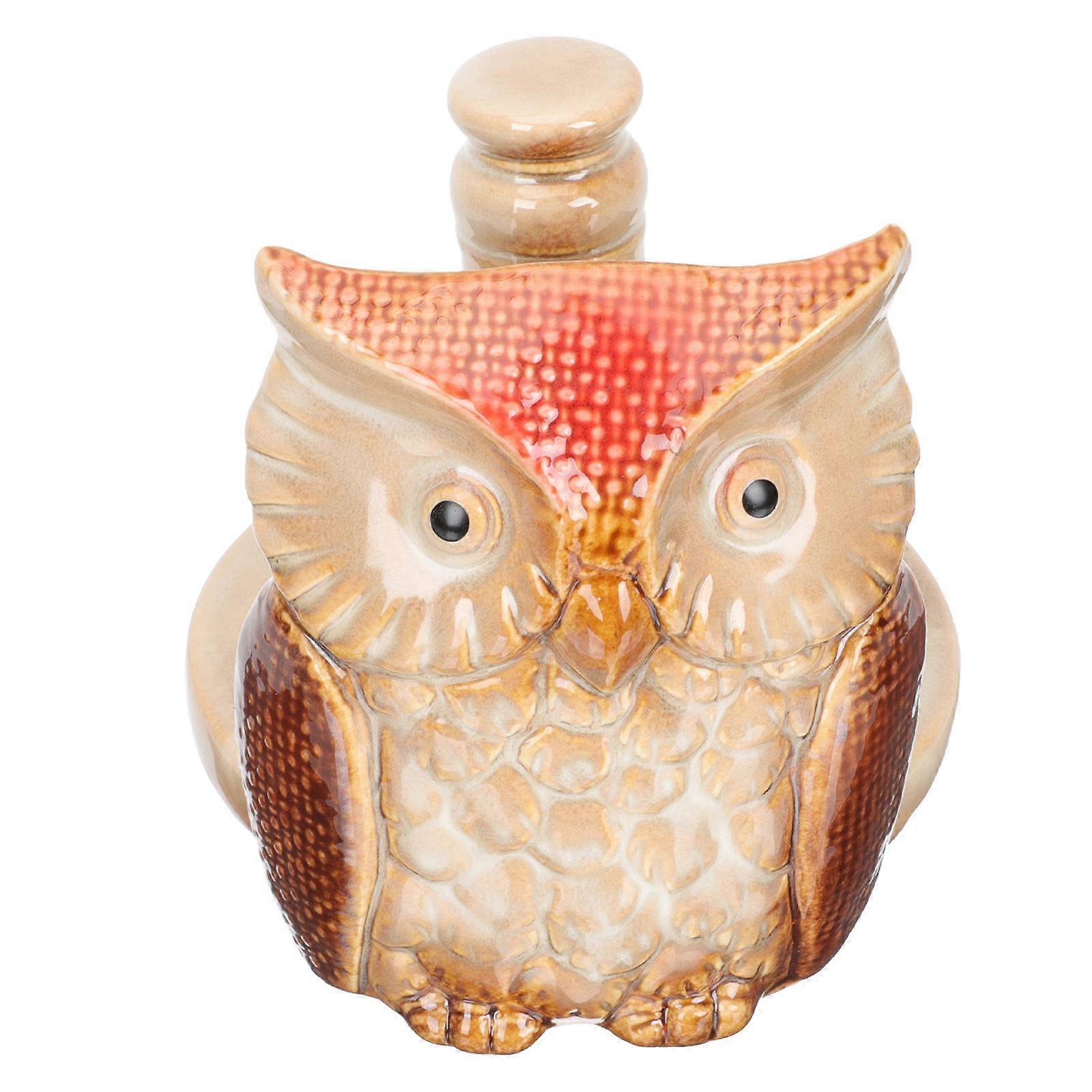 Ceramic Owl Paper Towel Holder Countertop Kitchen Decorative Dispenser 1Set