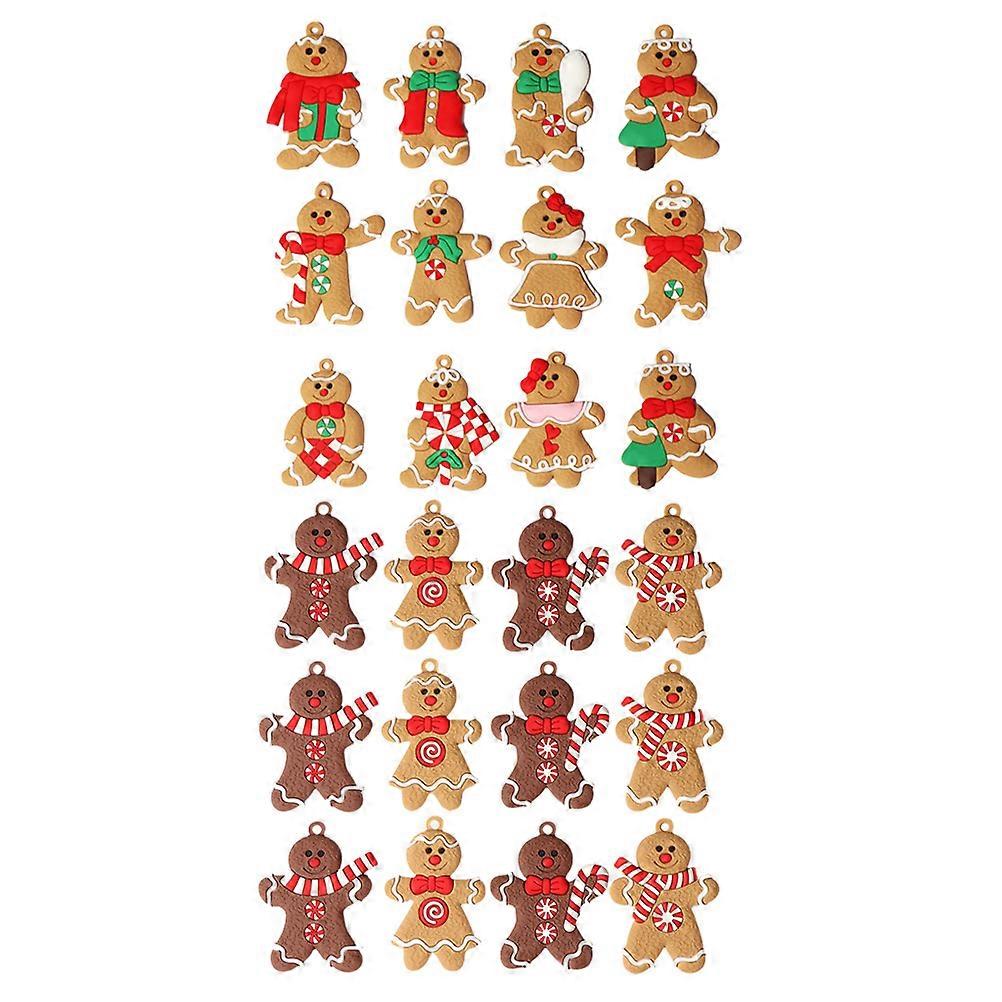 الزنجبيل رجل شجرة عيد الميلاد زينة خبز الزنجبيل قلادة زخرفة عيد الميلاد متنوعة اللون 24Pack