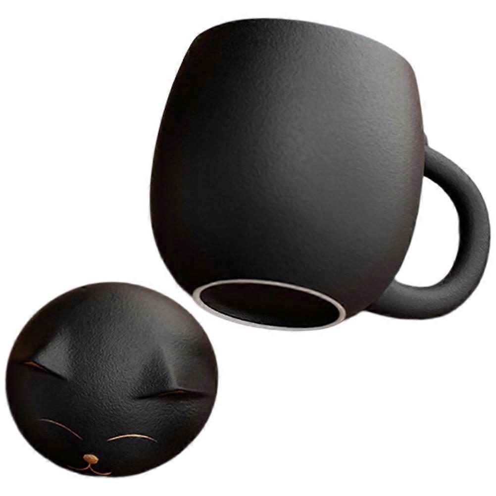Ceramic Drinking Cup With Lid For Cafe And Restaurant Use Cat Shaped 1Set
