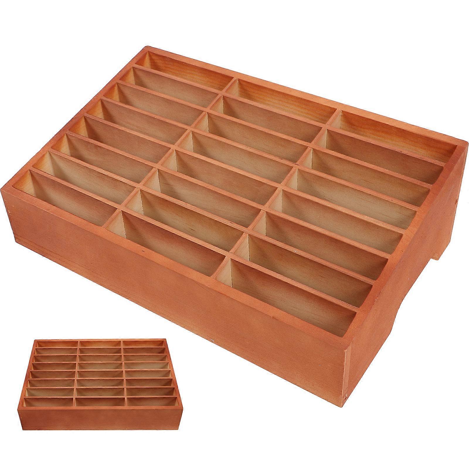 Vintage Style Wooden Phone Storage Box with Compartments – Natural Wood Desktop Organizer for Home and Office – Stylish and Reliable Solution