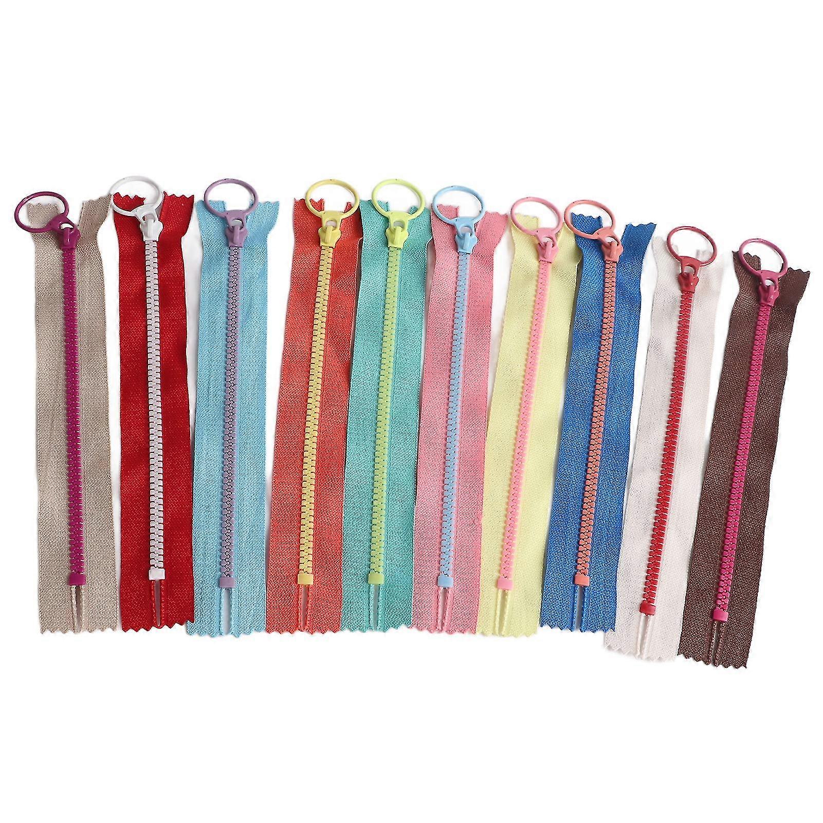10 Pieces of 5.9-Inch Colorful Zippers - Durable Contrast Resin Fabric Zippers for DIY Craft Projects, Repair & Replacement