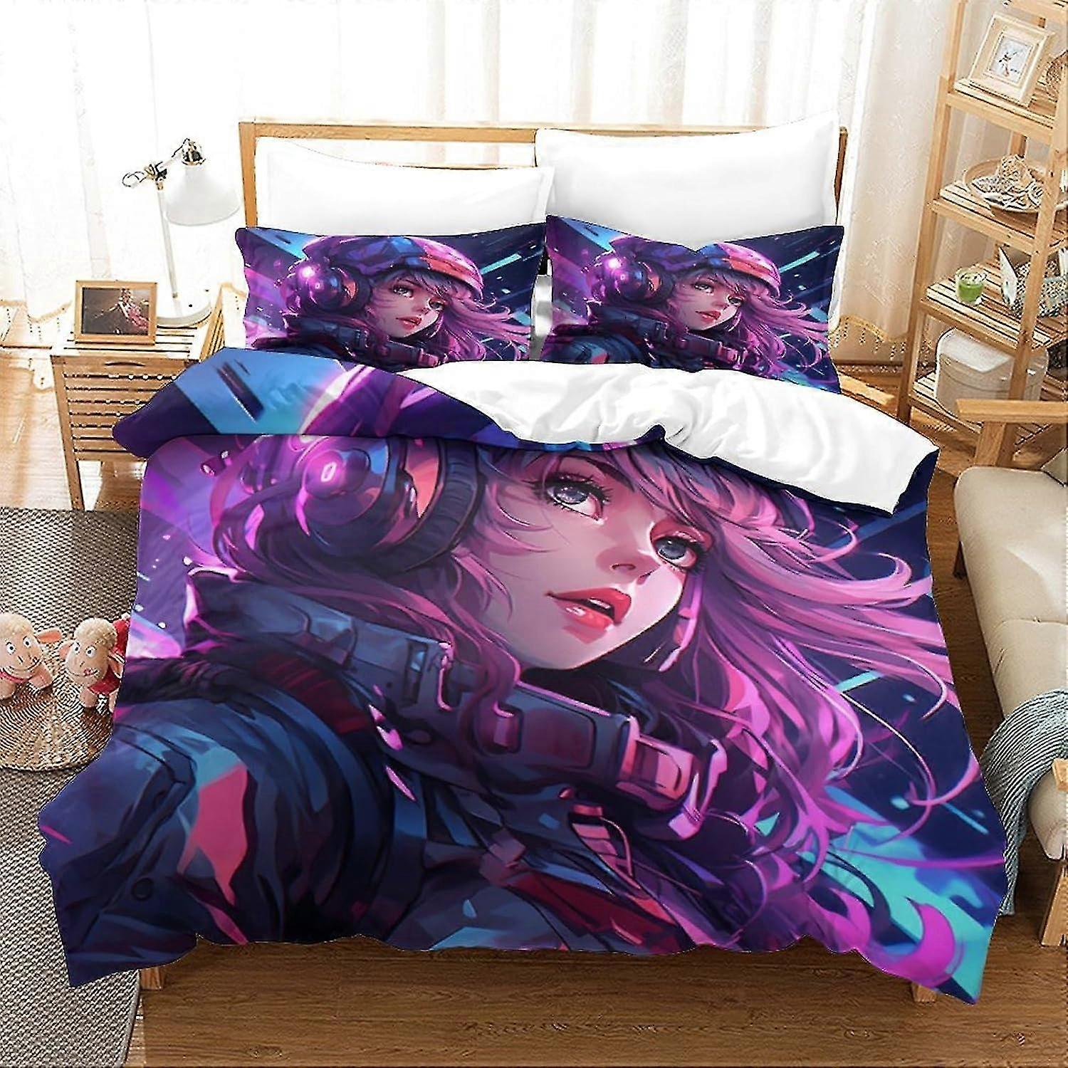 3D Outer Space Bedding Quilt Covers Set for Kids and Adults, Soft Microfiber 3-Piece Bed Set