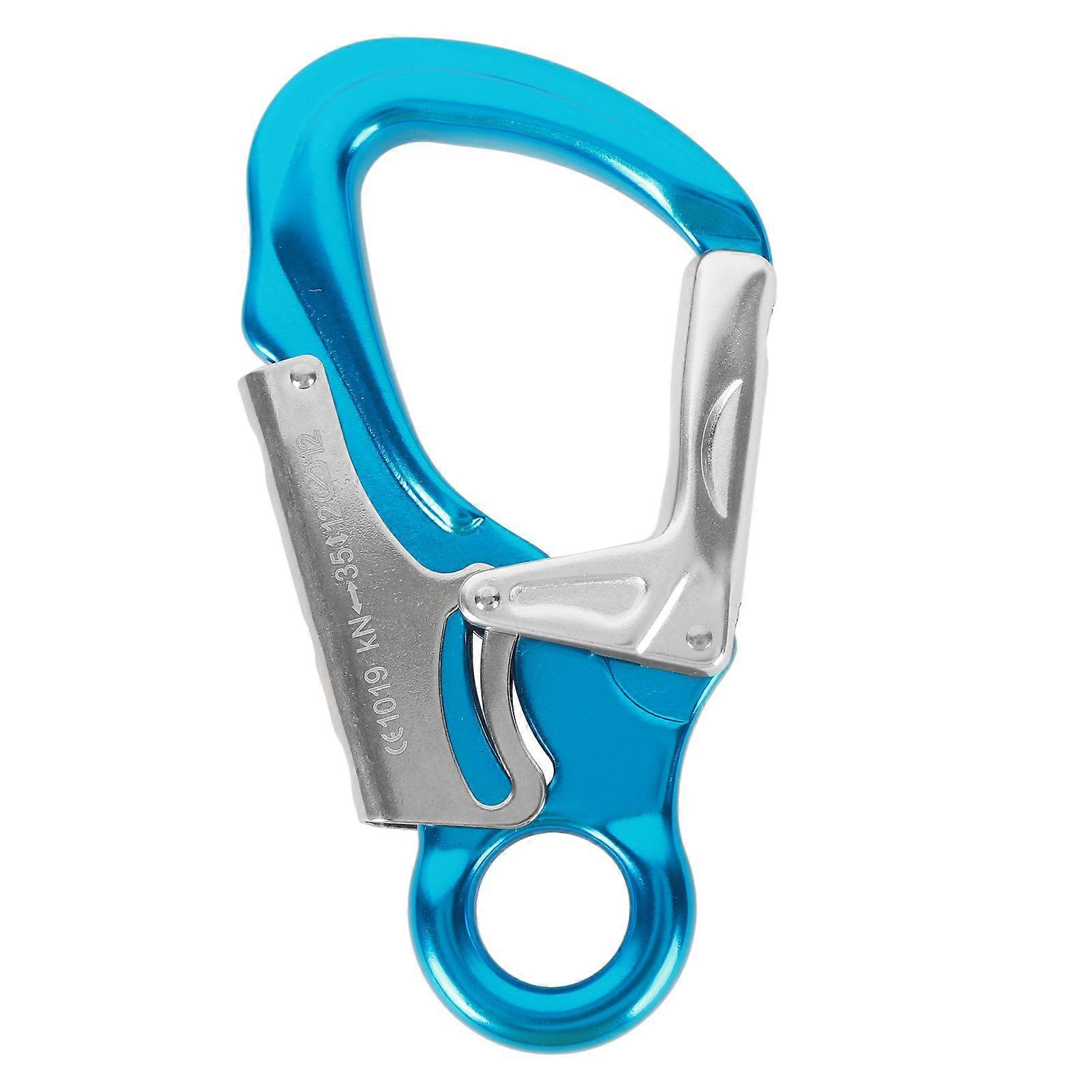 35KN Klättring Karbinhake Clips D-formade tunga karbinhakar för bergsklättring, rappellering, bergsklättring, himmelsblå, silver, YMHC