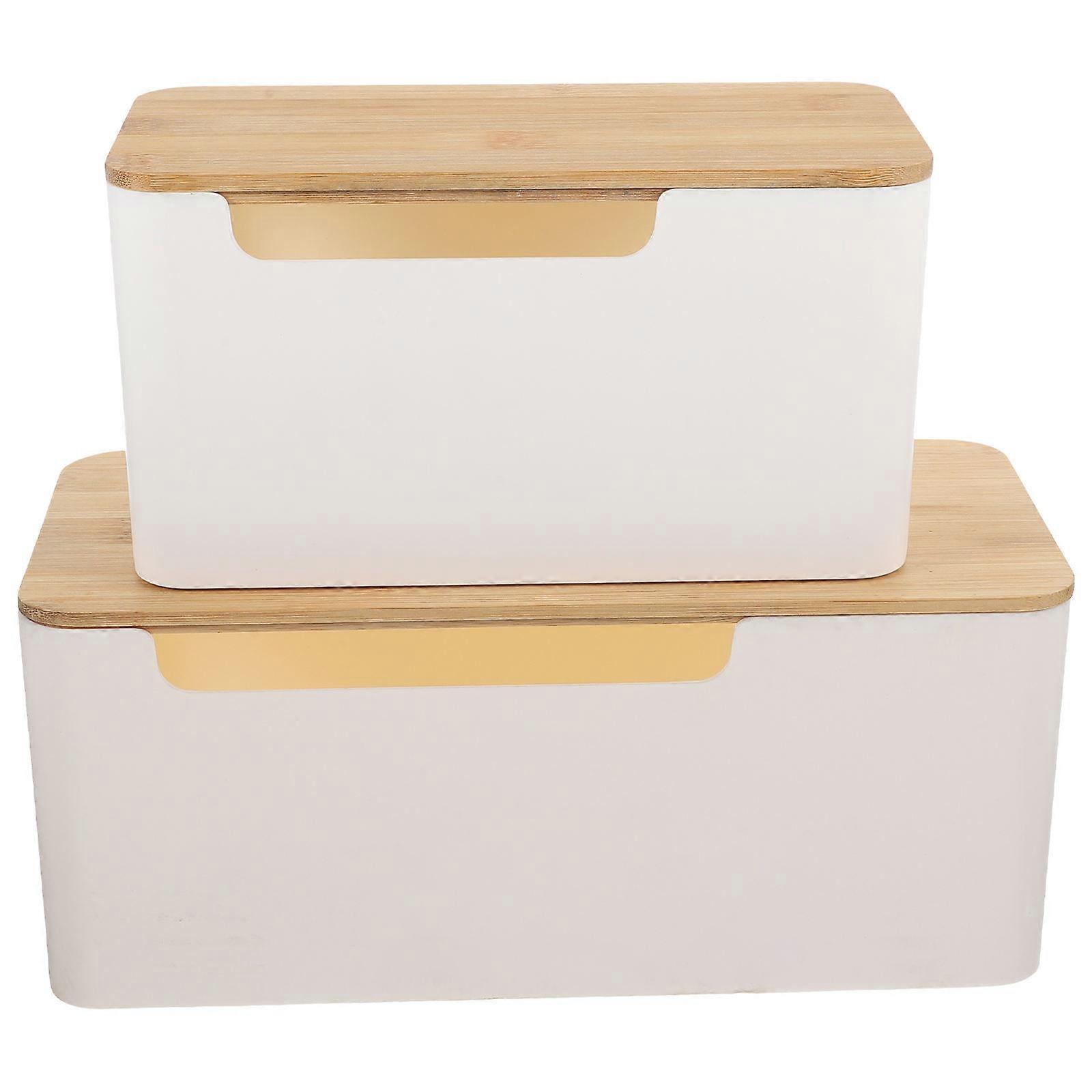 Cord Organizer Bin Desktop Cable Organizer Home Users 23.6X12.5X11.8cm Size 2Pack