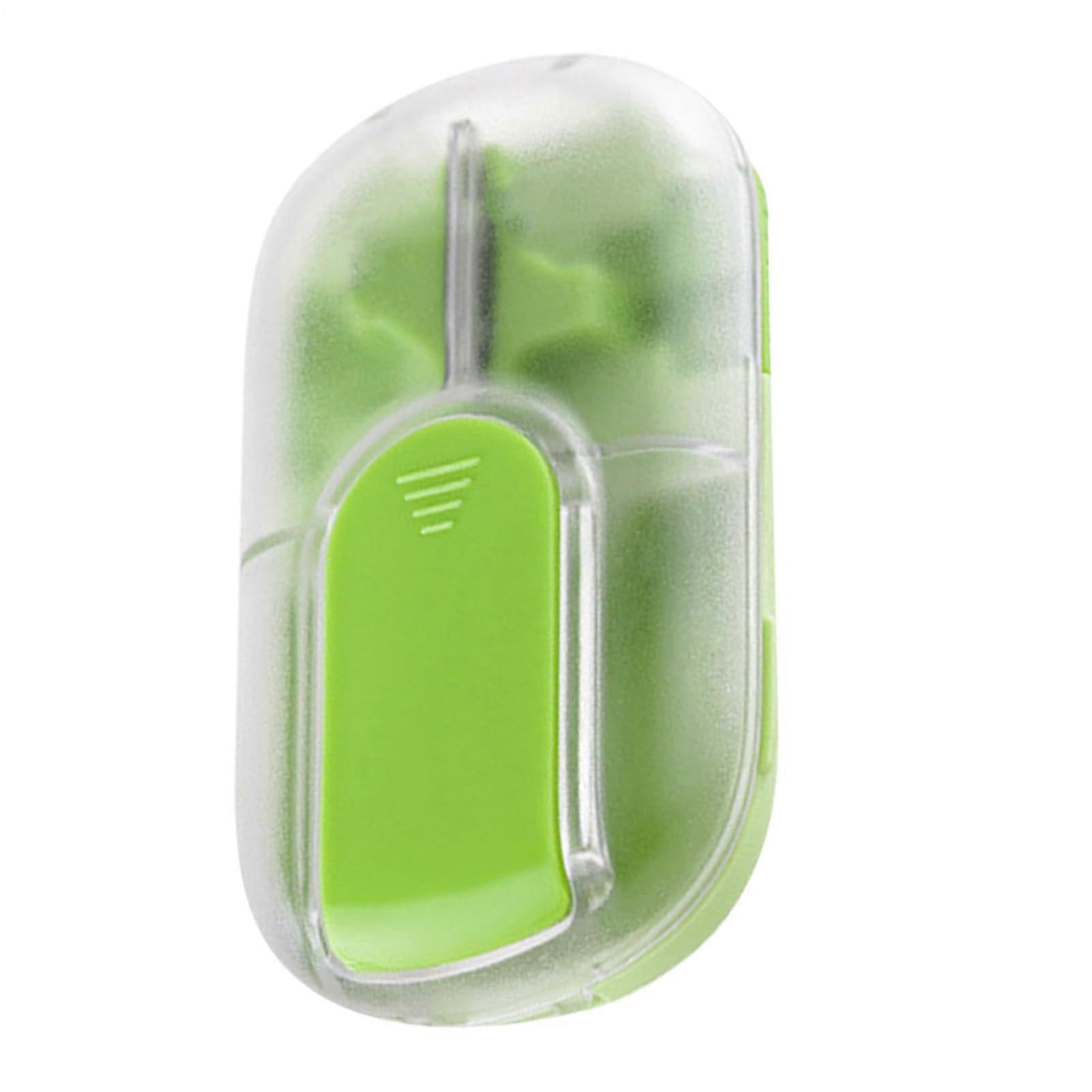 Tablet Crusher, Pill Splitter, Reusable Pill Grinder, Portable Medicine Box, Multi-Purpose Tablet Storage, Green