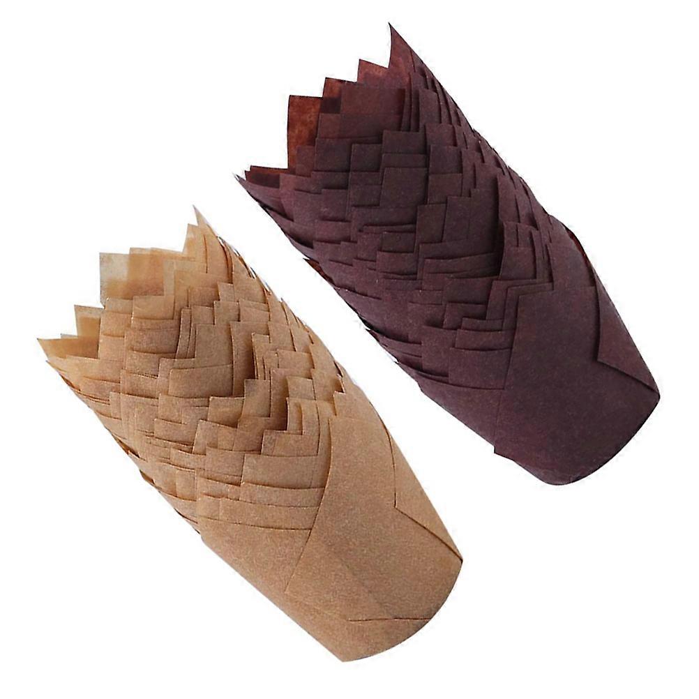 200pcs Flower Shaped Muffin Wrappers, Brown Baking Cups for Creative Cupcakes and Desserts