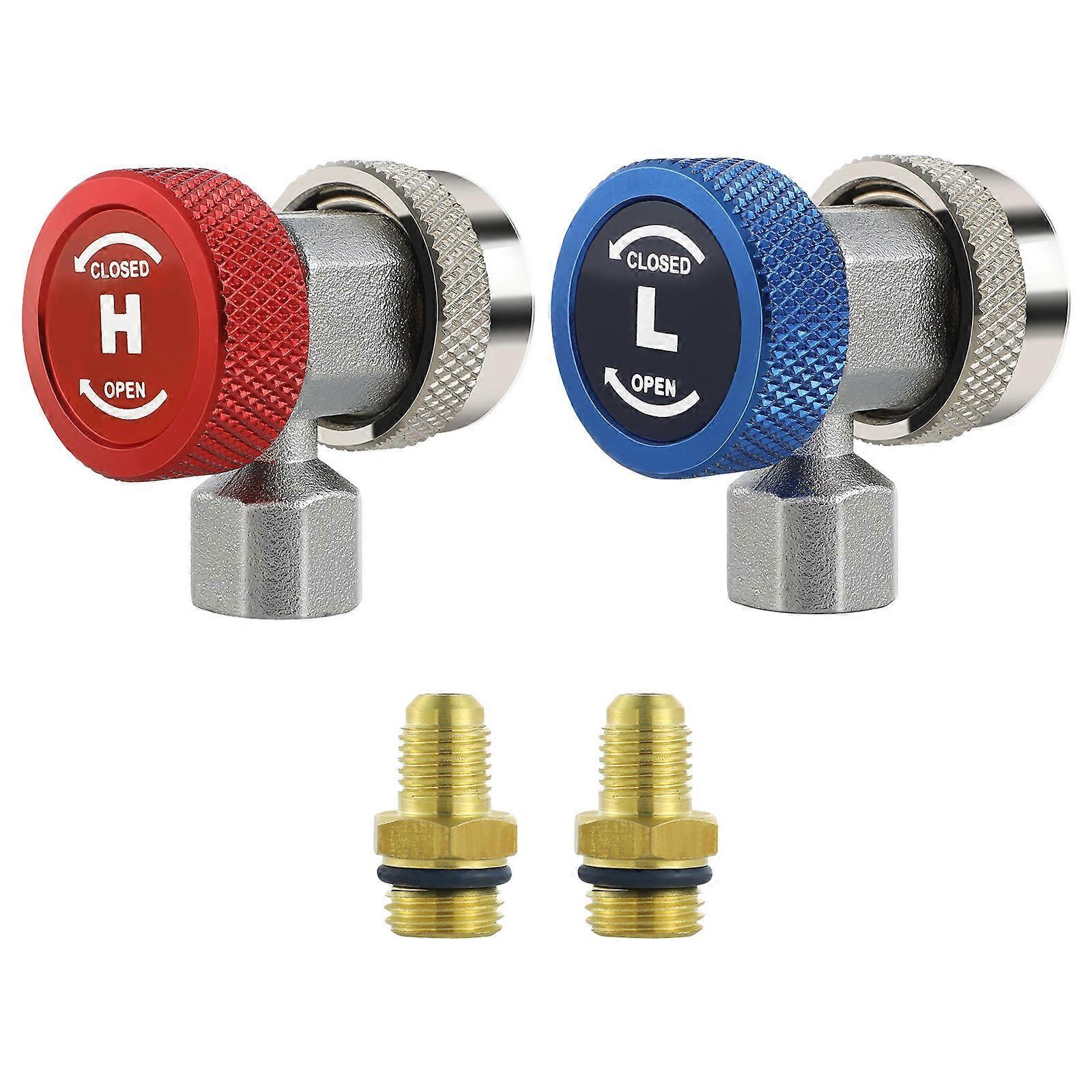 Air Conditioning Line Repair Tools R134a Connector Adapter High&Low Sets 5.00X5.00X3.00CM Bronze Compatibility 1 Set