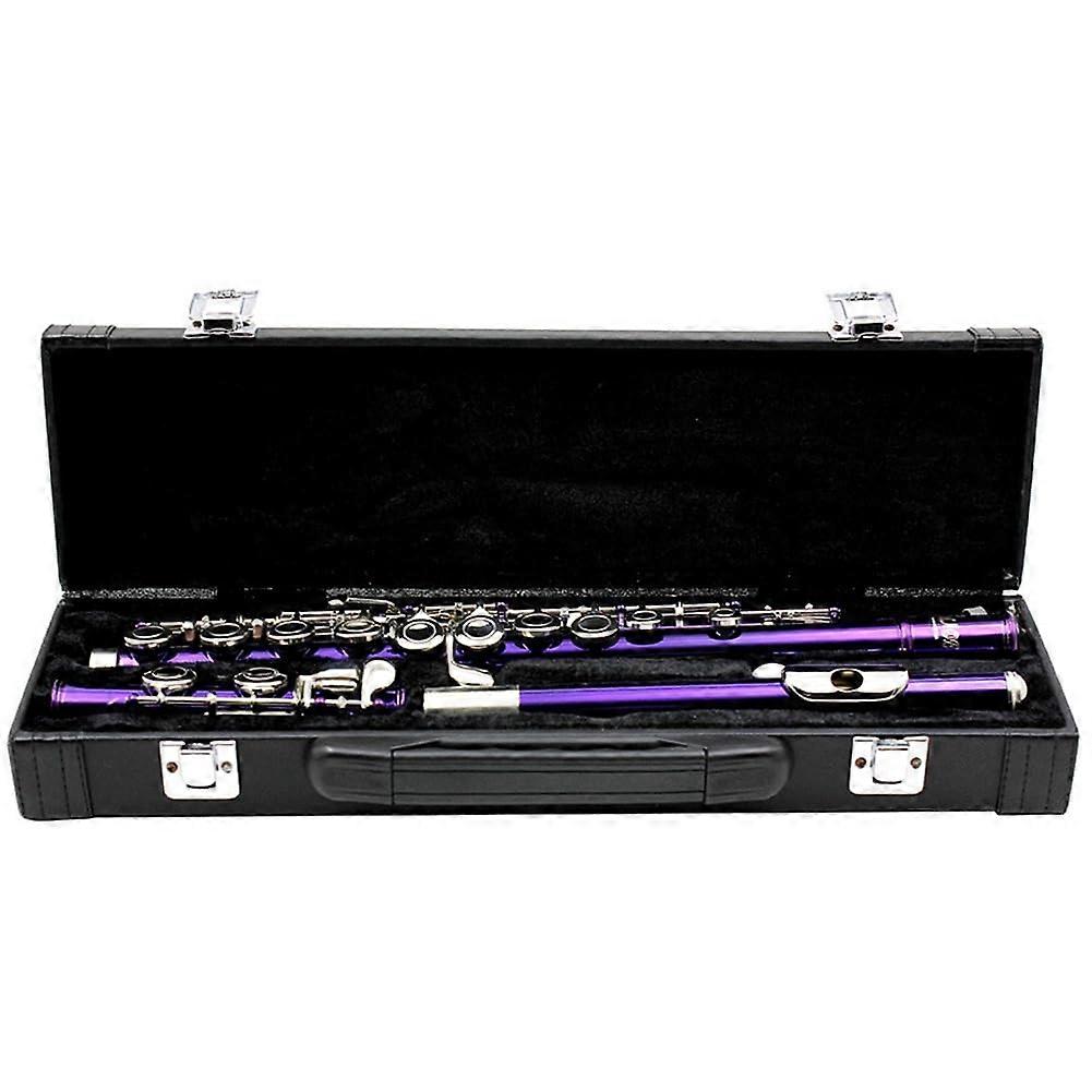 Flute Case Leather Handbag-Style Tubular 16-Hole Storage Box For Musical Instruments