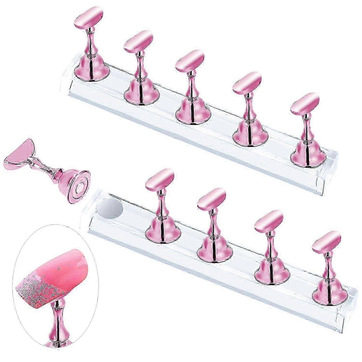 2 Stück Acryl-Nagelständer, rosa Nagel-Display-Ständer, wiederverwendbar