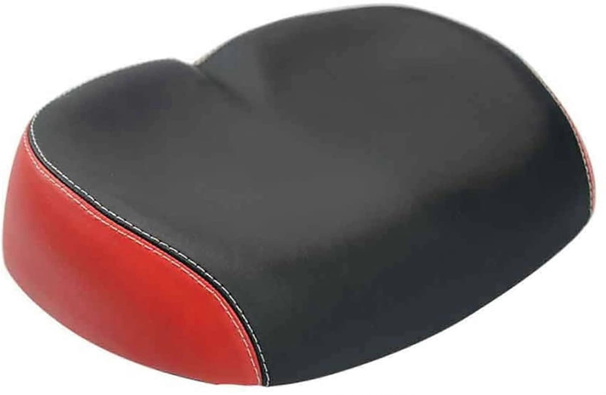 Bicycle saddle, bike seat, large butt, wide big cushion for mountain bikes, folding bikes, road bikes, spinning bikes, and exercise bikes, black red.